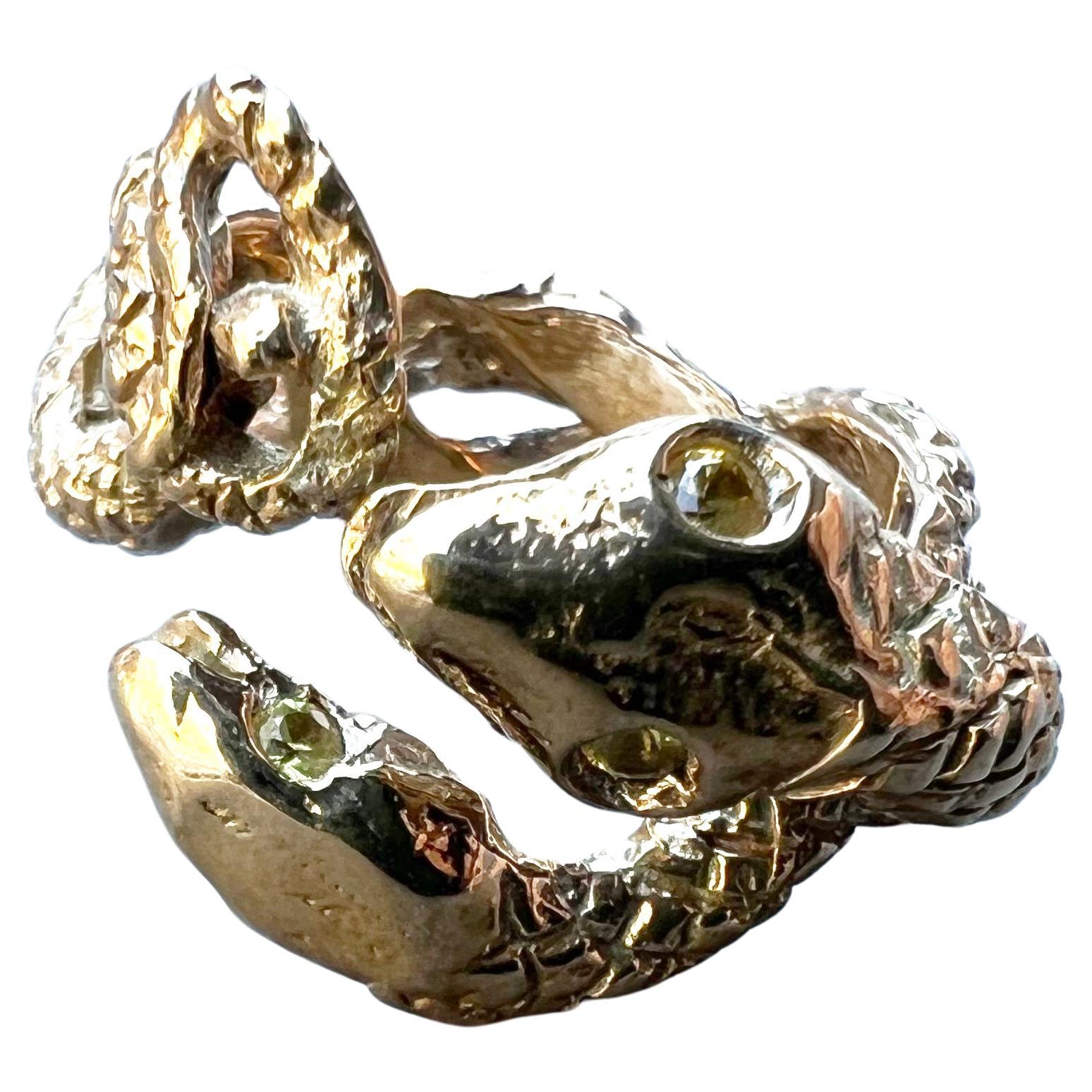 Yellow Sapphire Snake Ring Bronze Cocktail Ring J Dauphin Animal jewelry  For Sale