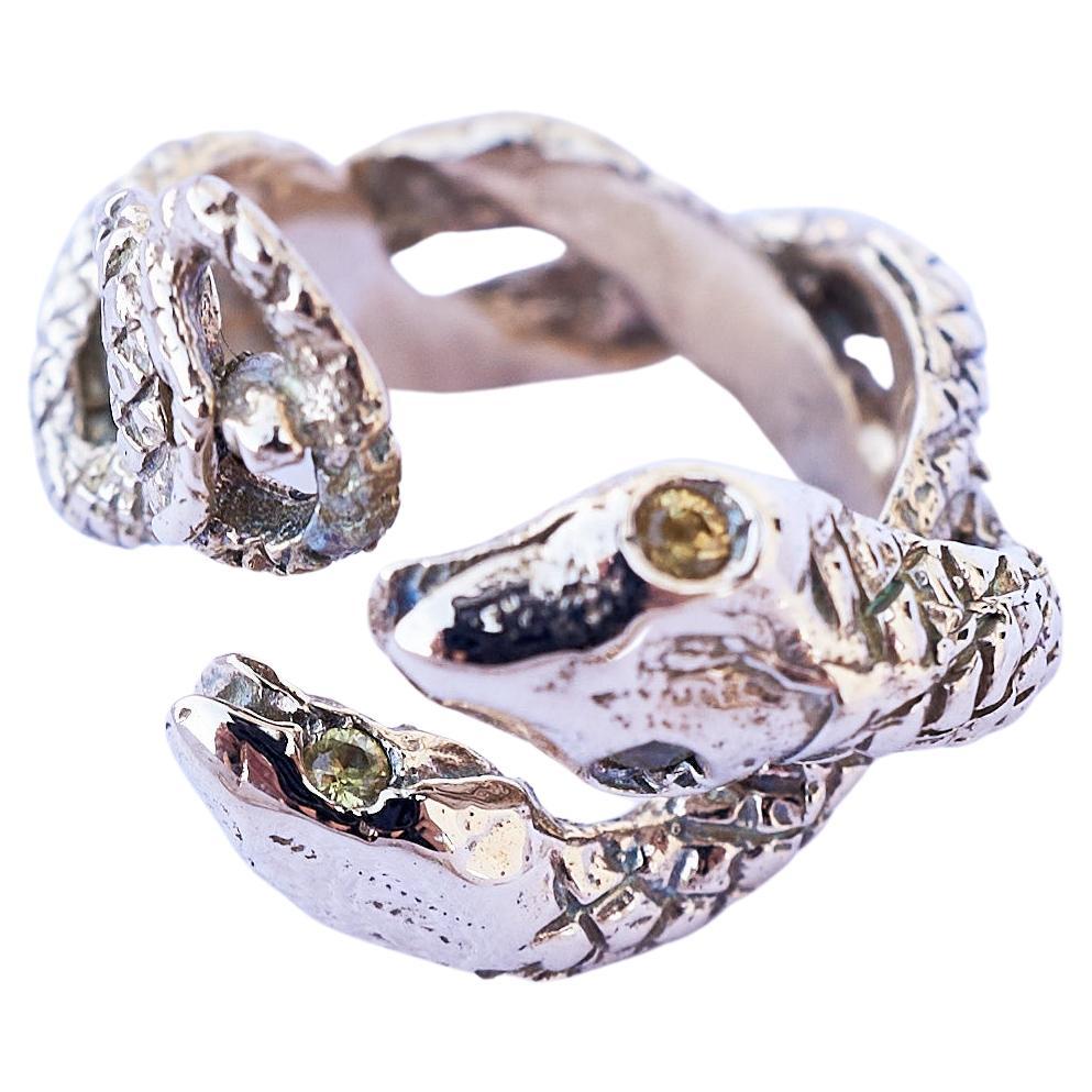 Yellow Sapphire Eyes on Snake Ring, Cocktail Ring, Made in Bronze 
Designer: J Dauphin

J DAUPHIN 