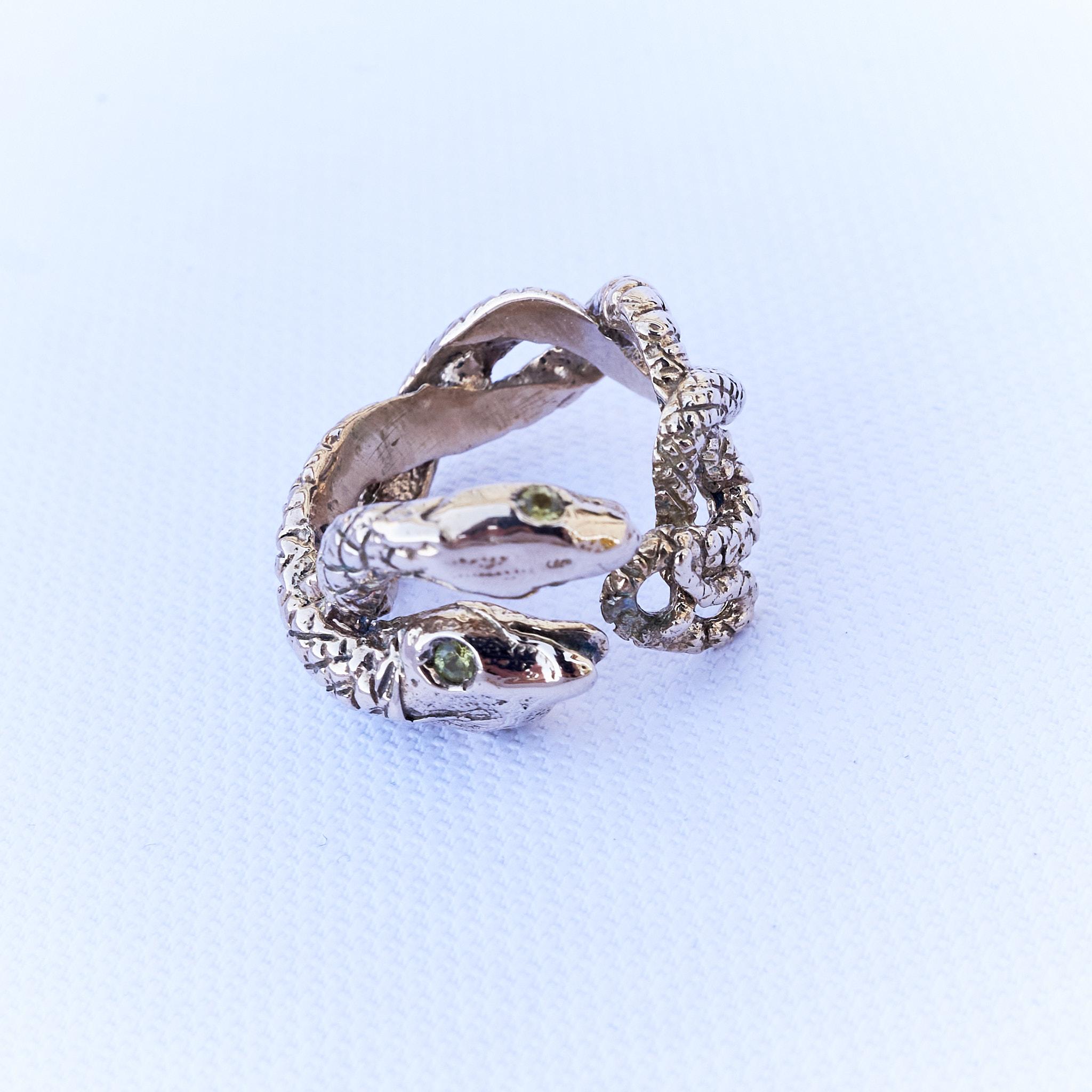 Victorian Yellow Sapphire Snake Ring Cocktail Ring Bronze J Dauphin For Sale