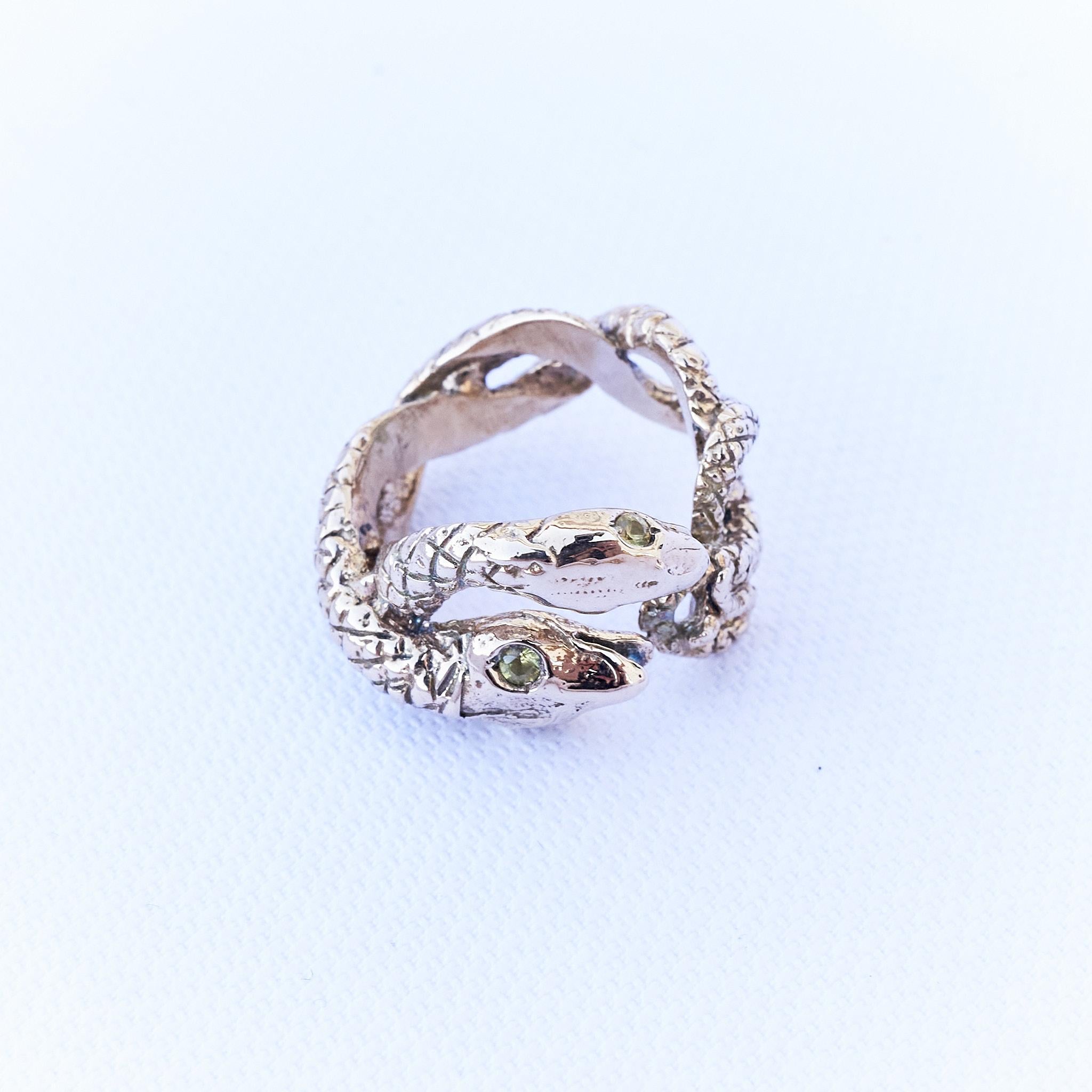 Brilliant Cut Yellow Sapphire Snake Ring Cocktail Ring Bronze J Dauphin For Sale