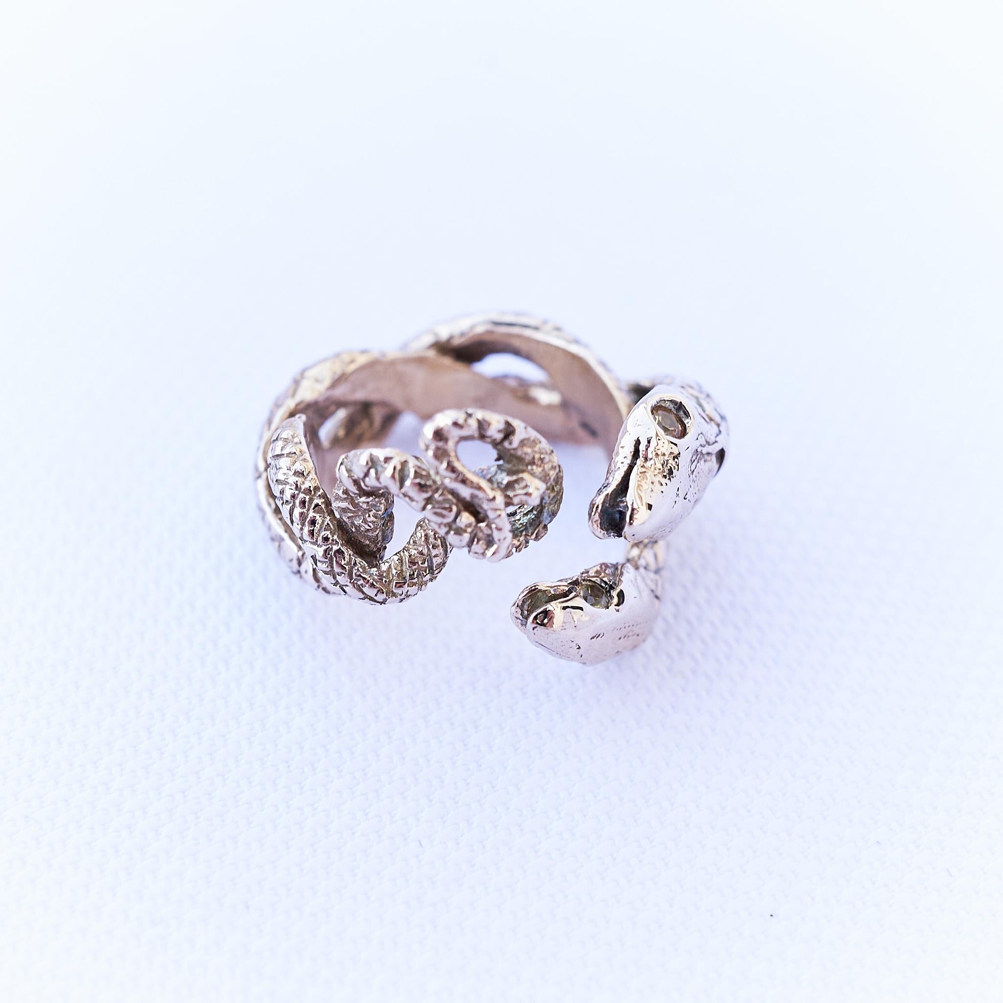 Women's Yellow Sapphire Snake Ring Cocktail Ring Bronze J Dauphin For Sale