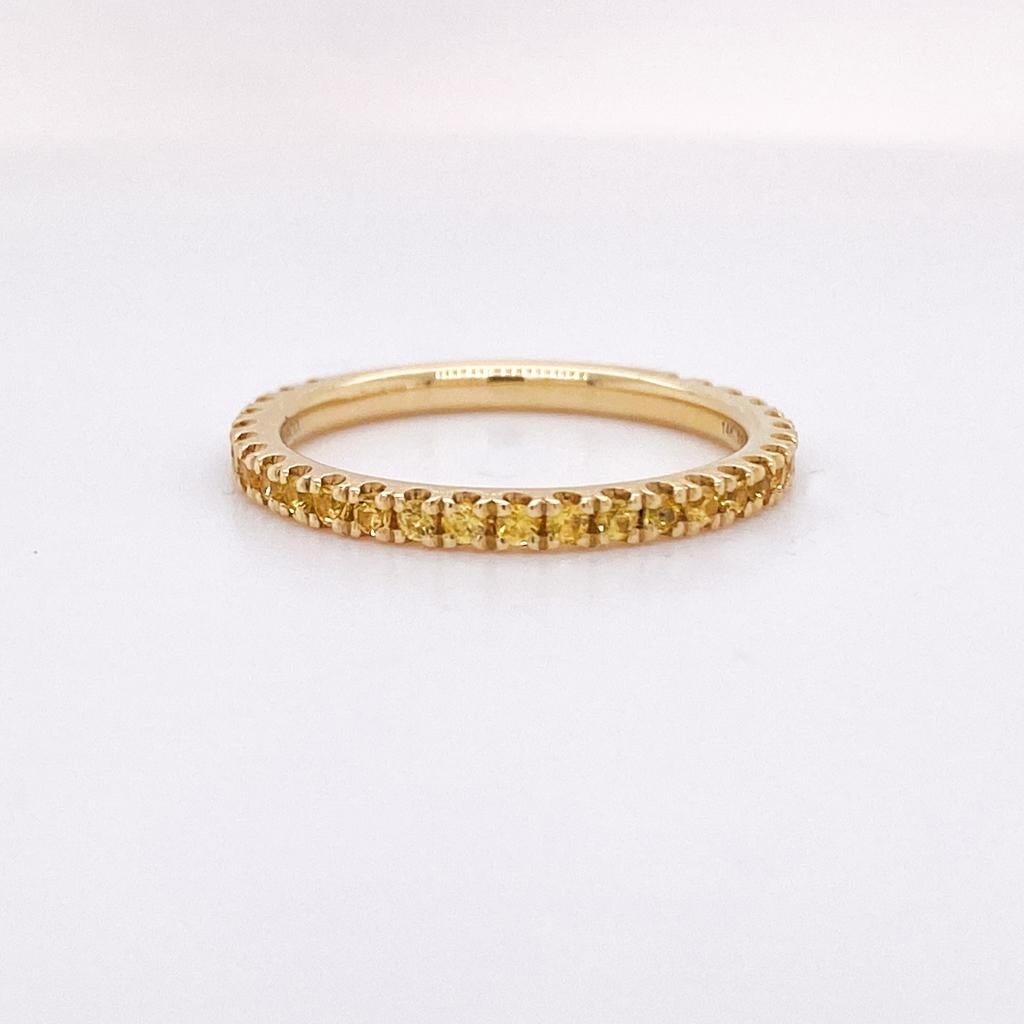 For Sale:  Yellow Sapphire Stackable Ring 2mm 14K Gold 3/4 Band Wedding Stack LR50889 3