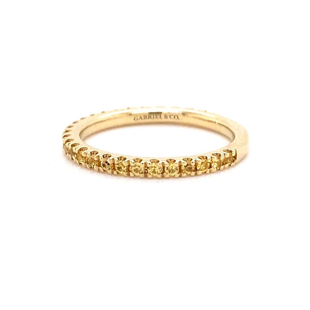 For Sale:  Yellow Sapphire Stackable Ring 2mm 14K Gold 3/4 Band Wedding Stack LR50889 5