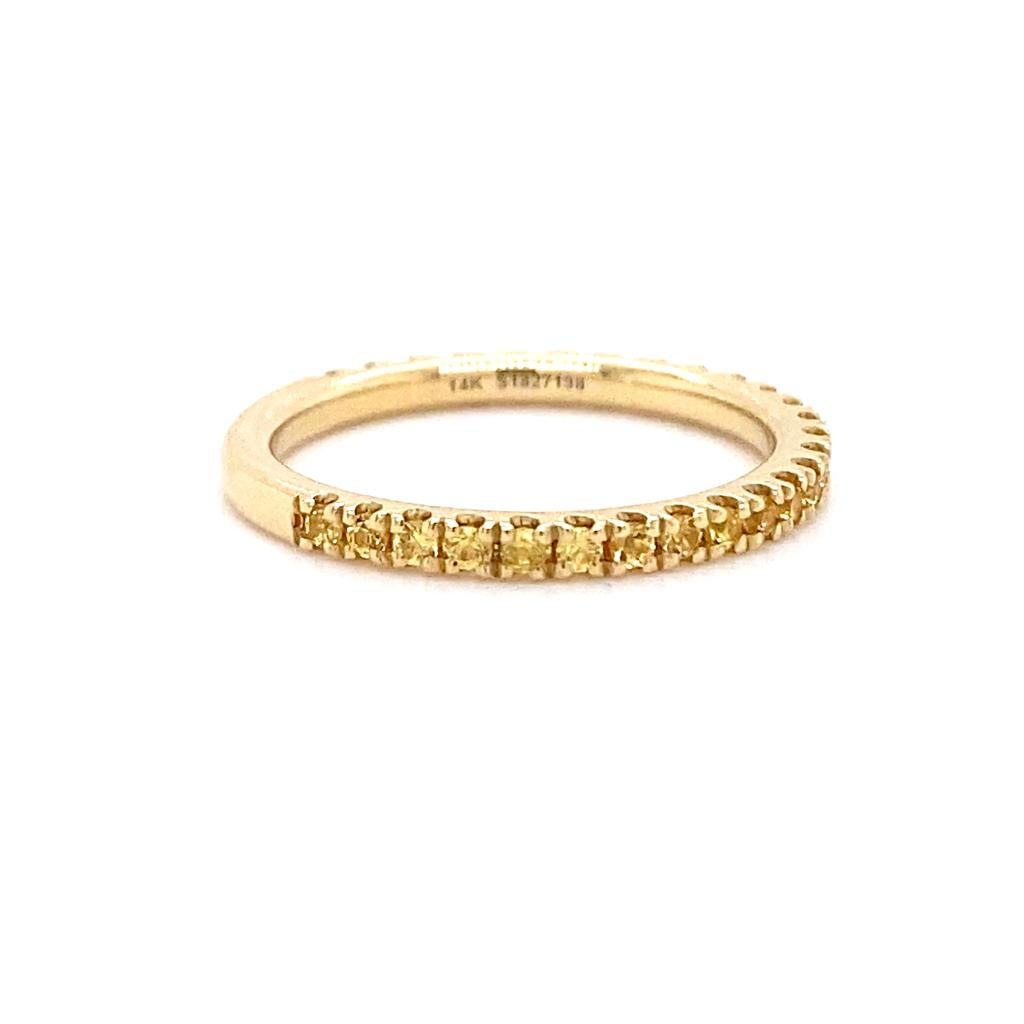 For Sale:  Yellow Sapphire Stackable Ring 2mm 14K Gold 3/4 Band Wedding Stack LR50889 7