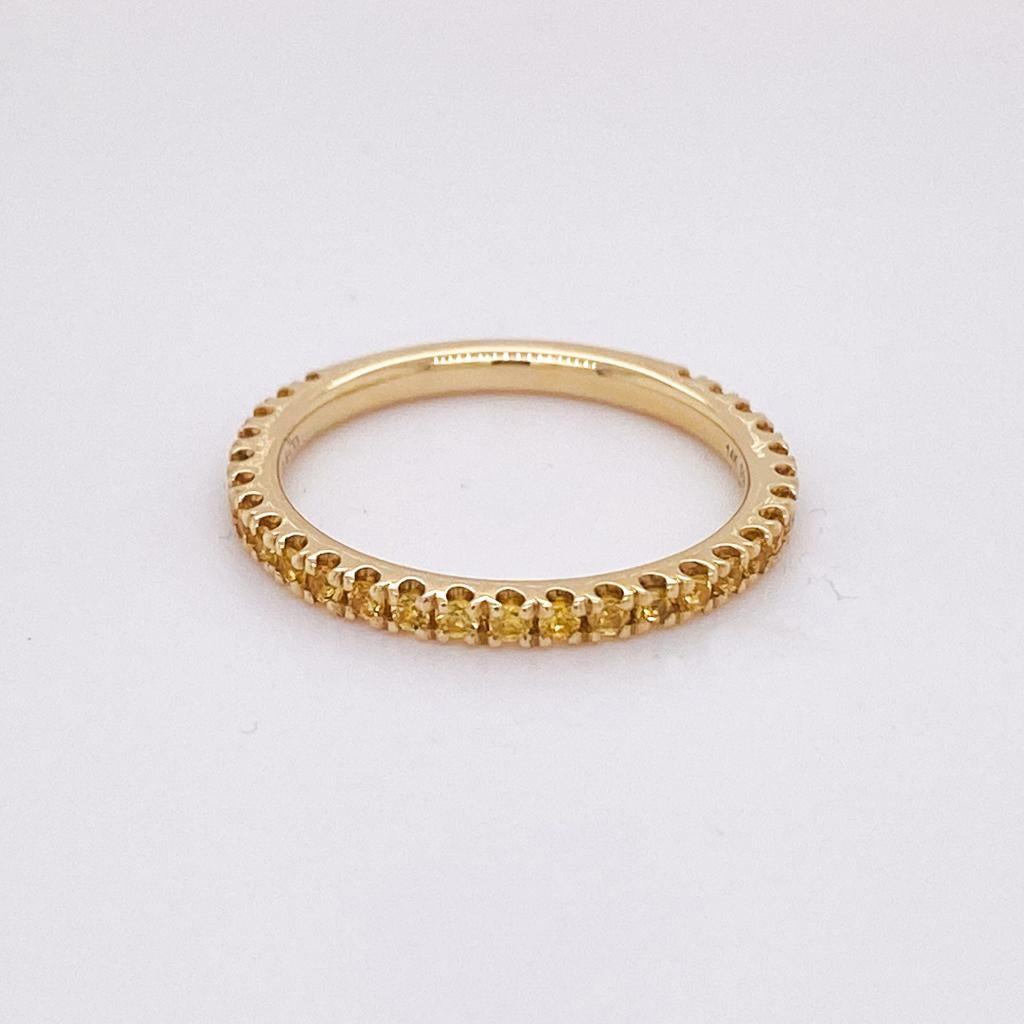 For Sale:  Yellow Sapphire Stackable Ring 2mm 14K Gold 3/4 Band Wedding Stack LR50889 8
