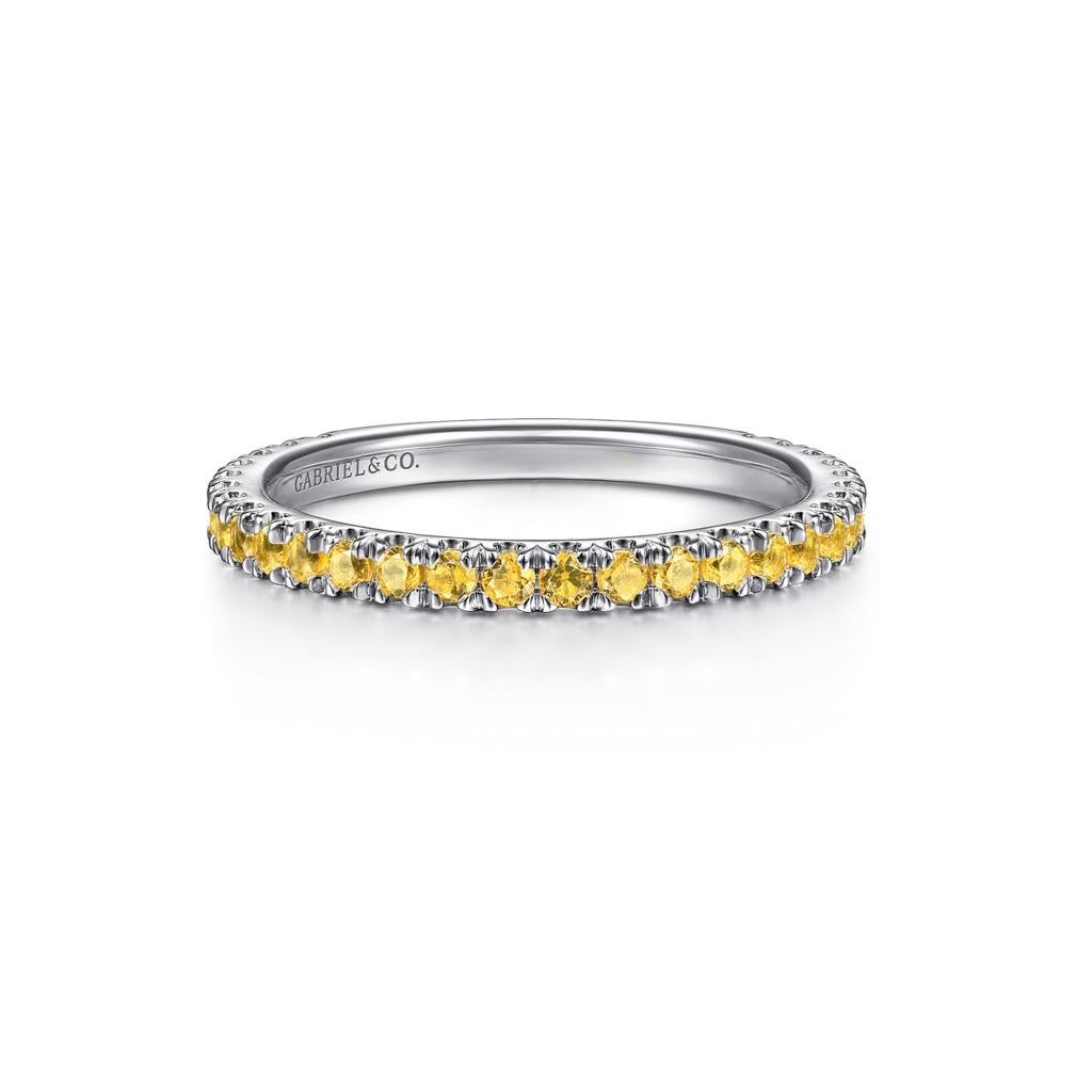 For Sale:  Yellow Sapphire Stackable Ring 2mm 14K Gold 3/4 Band Wedding Stack LR50889 9