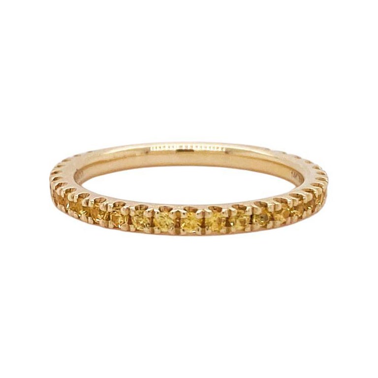 For Sale:  Yellow Sapphire Stackable Ring 2mm 14K Gold 3/4 Band Wedding Stack LR50889
