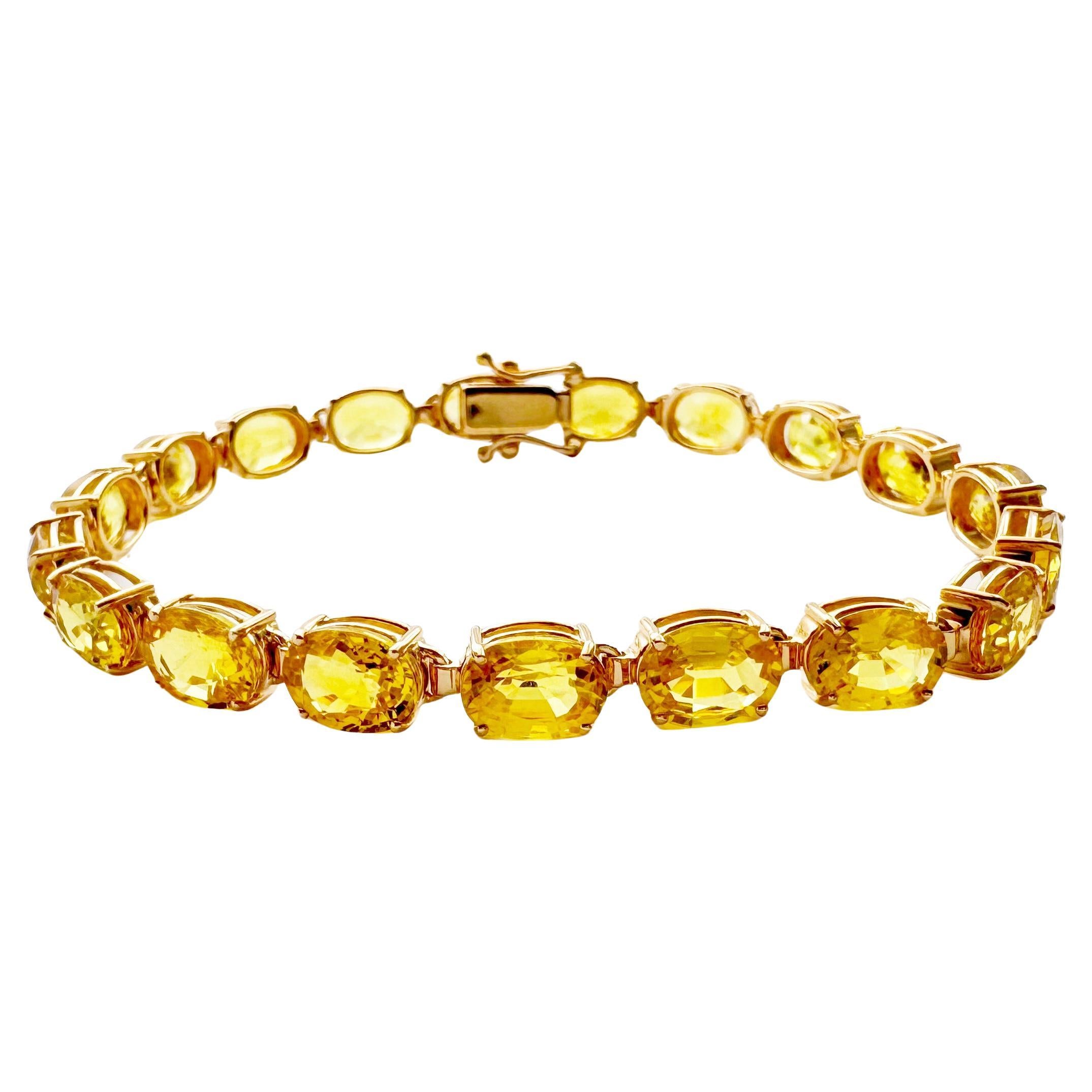 Yellow Sapphire Tennis Bracelet set in 18K Gold Settings