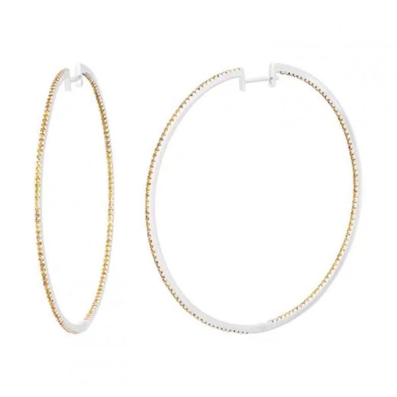 Yellow Sapphire White Gold Exclusive Hoop Earrings  for Her In New Condition For Sale In Genève, GE