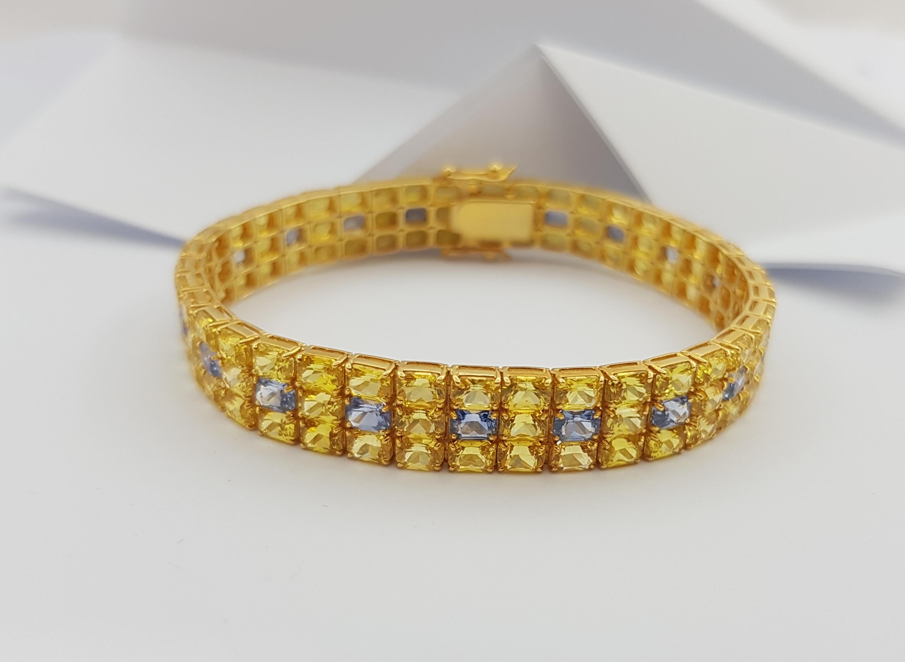 Yellow Sapphire with Blue Sapphire Bracelet Set in 18 Karat Gold Settings For Sale 1