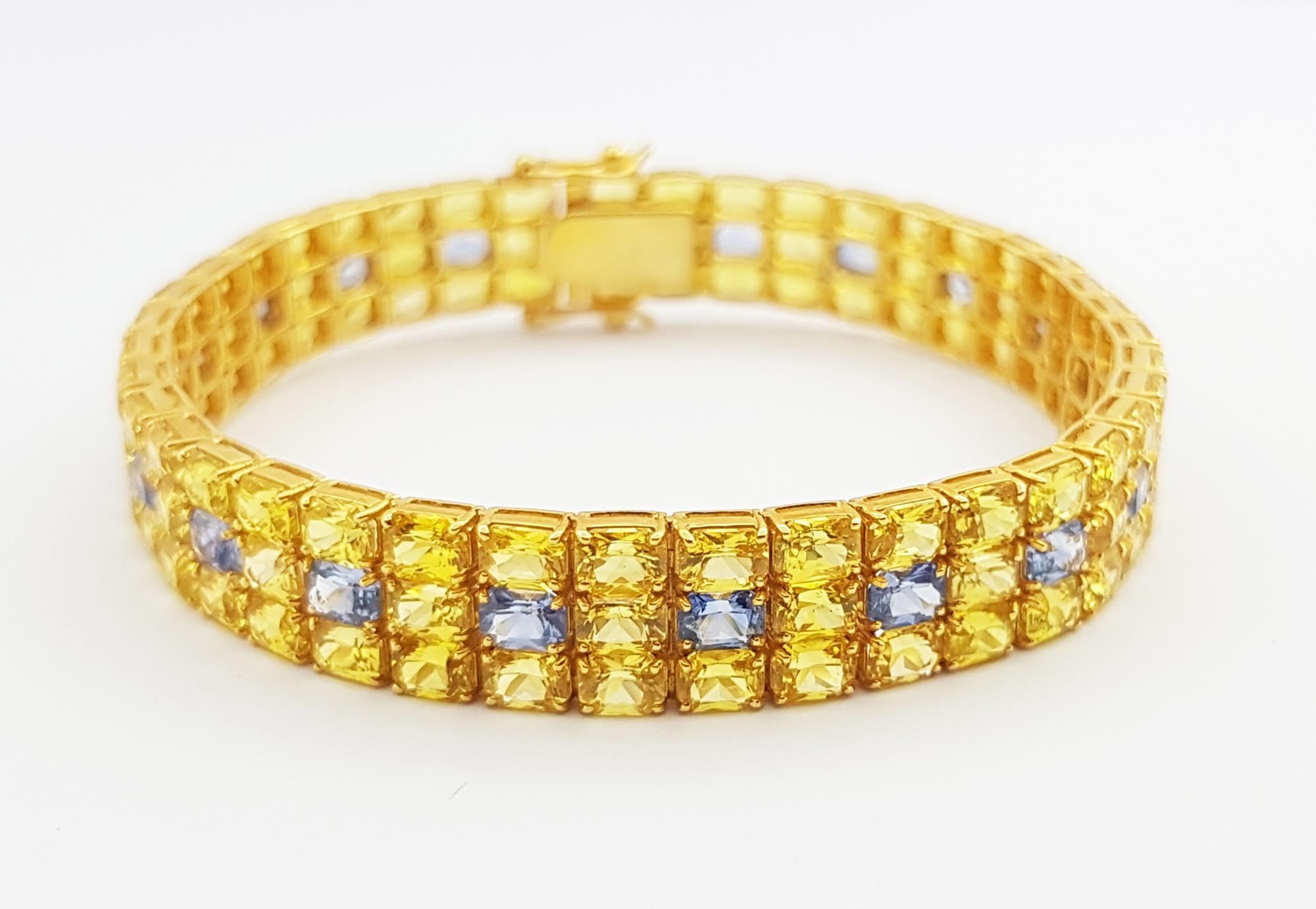 Women's Yellow Sapphire with Blue Sapphire Bracelet Set in 18 Karat Gold Settings For Sale