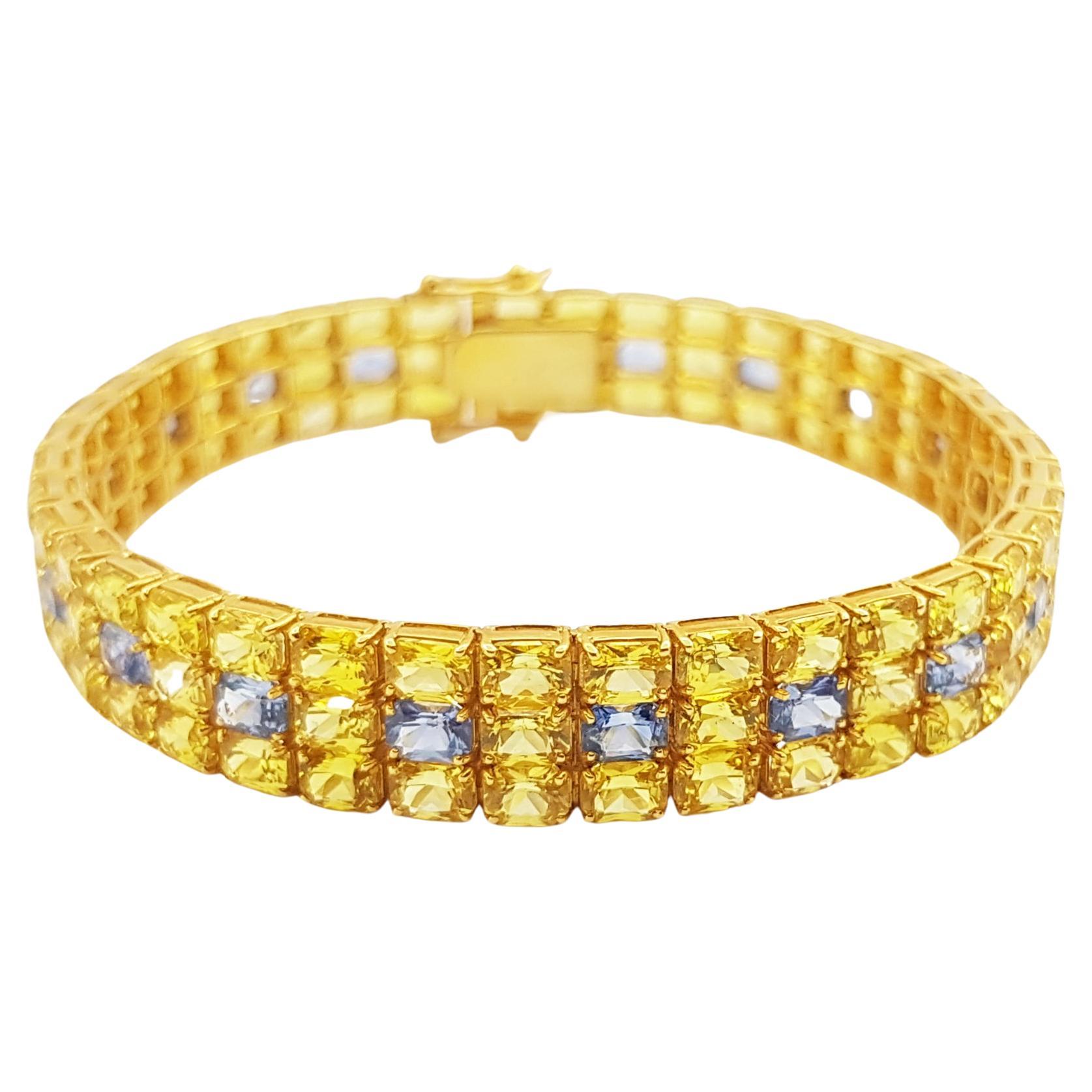 Yellow Sapphire with Blue Sapphire Bracelet Set in 18 Karat Gold Settings For Sale