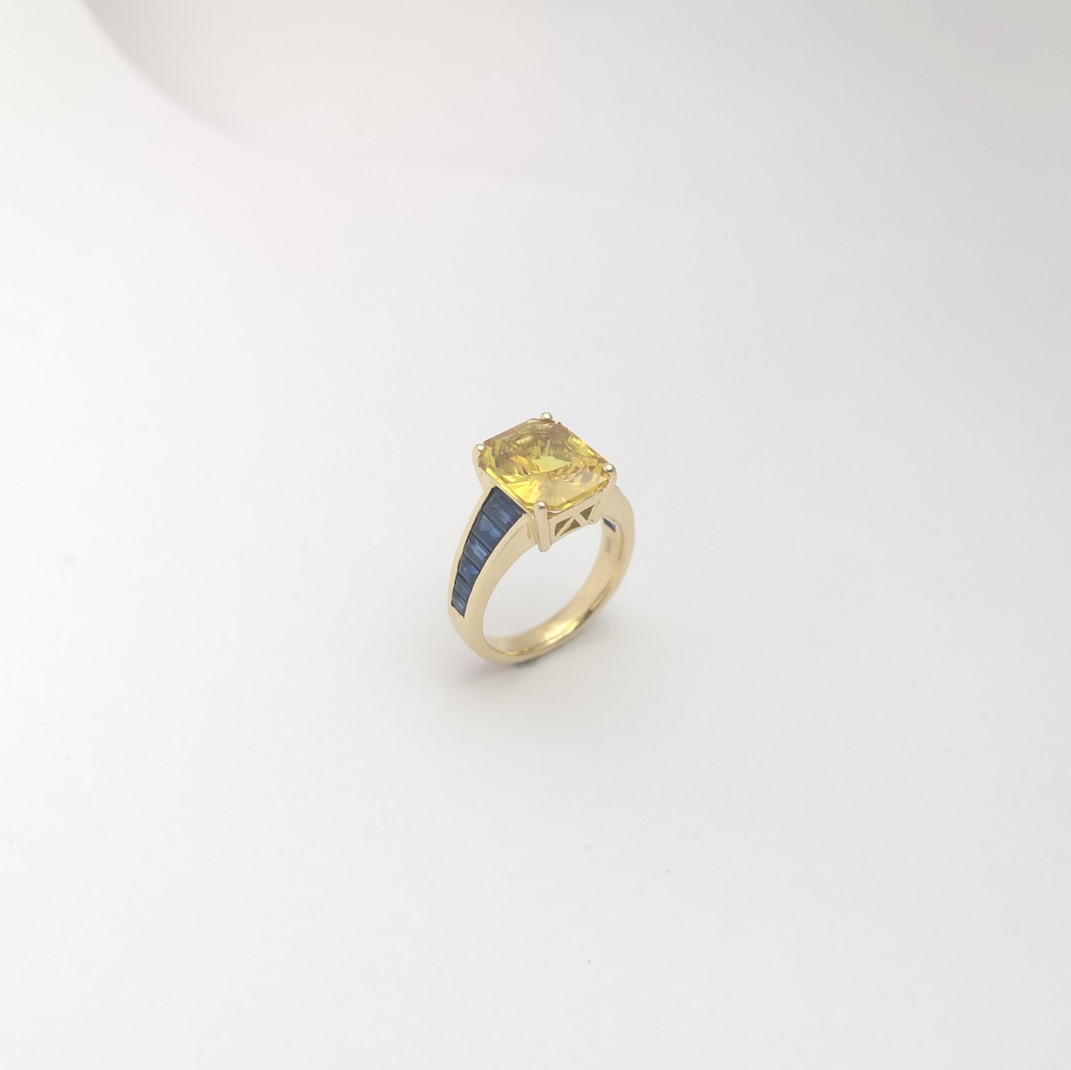 Bague en or 18 carats avec saphir jaune et saphir bleu en vente 4