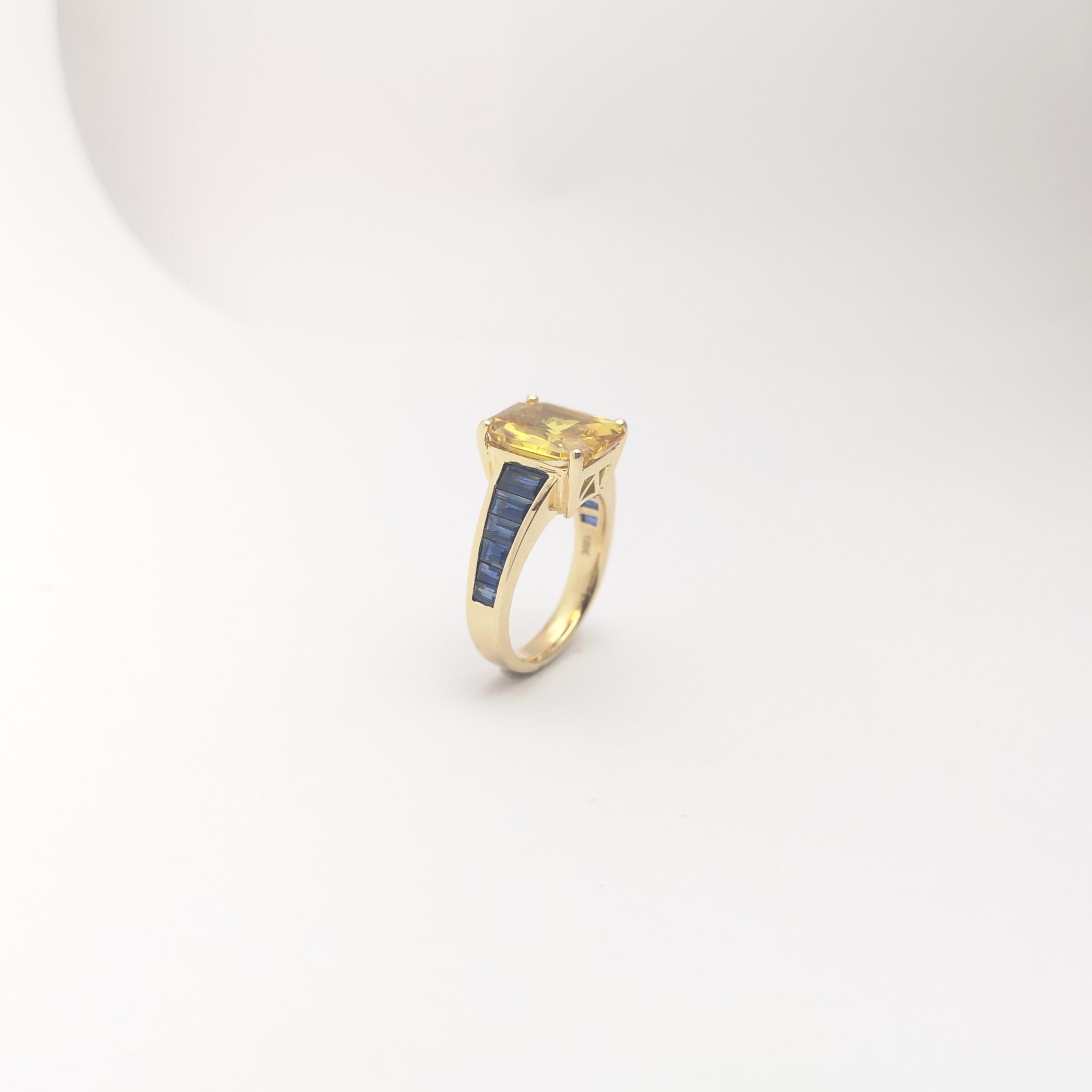 Bague en or 18 carats avec saphir jaune et saphir bleu en vente 5