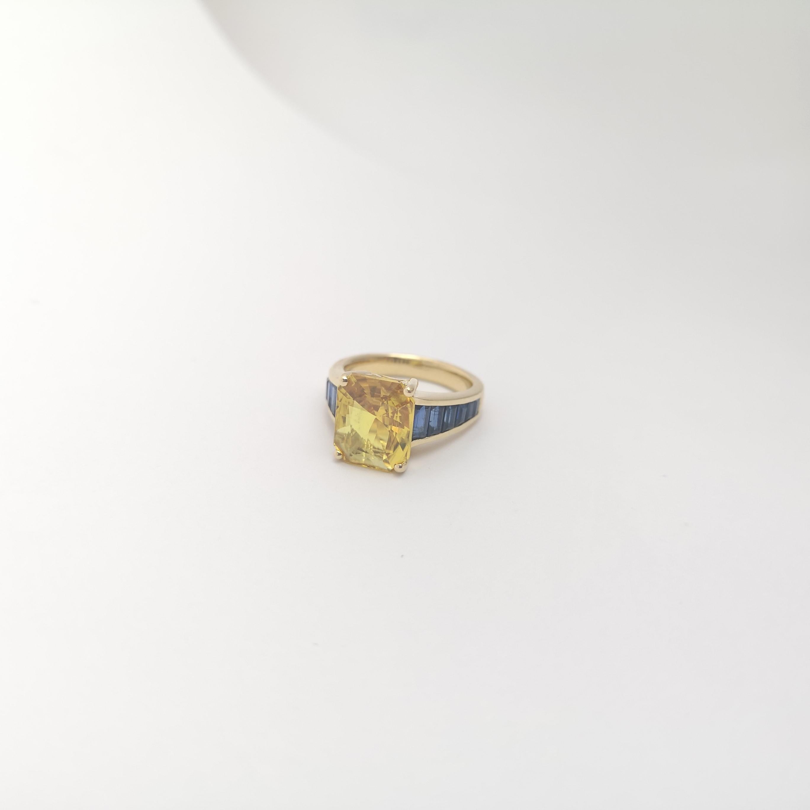 Bague en or 18 carats avec saphir jaune et saphir bleu en vente 6