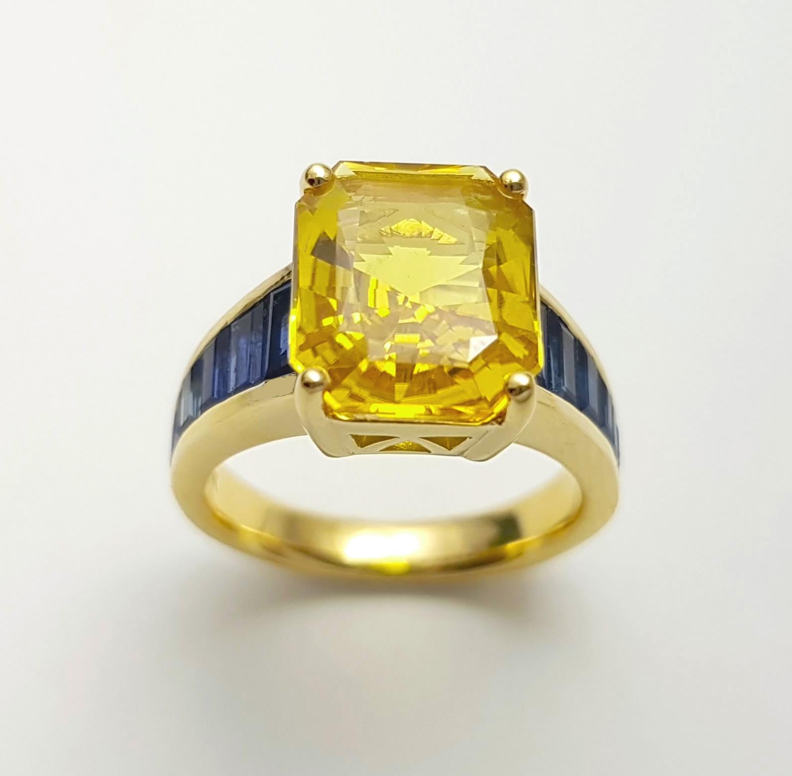 Bague en or 18 carats avec saphir jaune et saphir bleu en vente 8