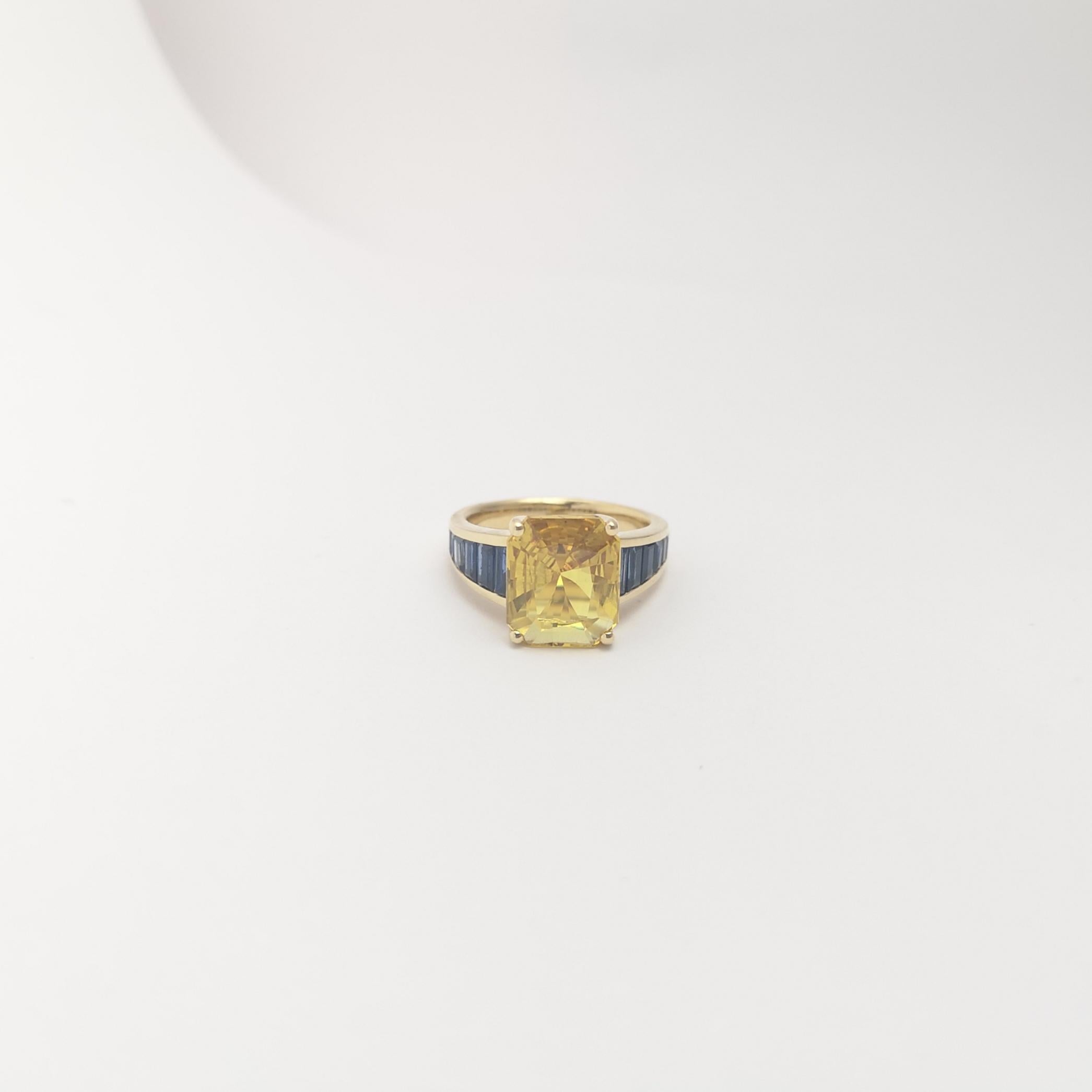 Bague en or 18 carats avec saphir jaune et saphir bleu en vente 2