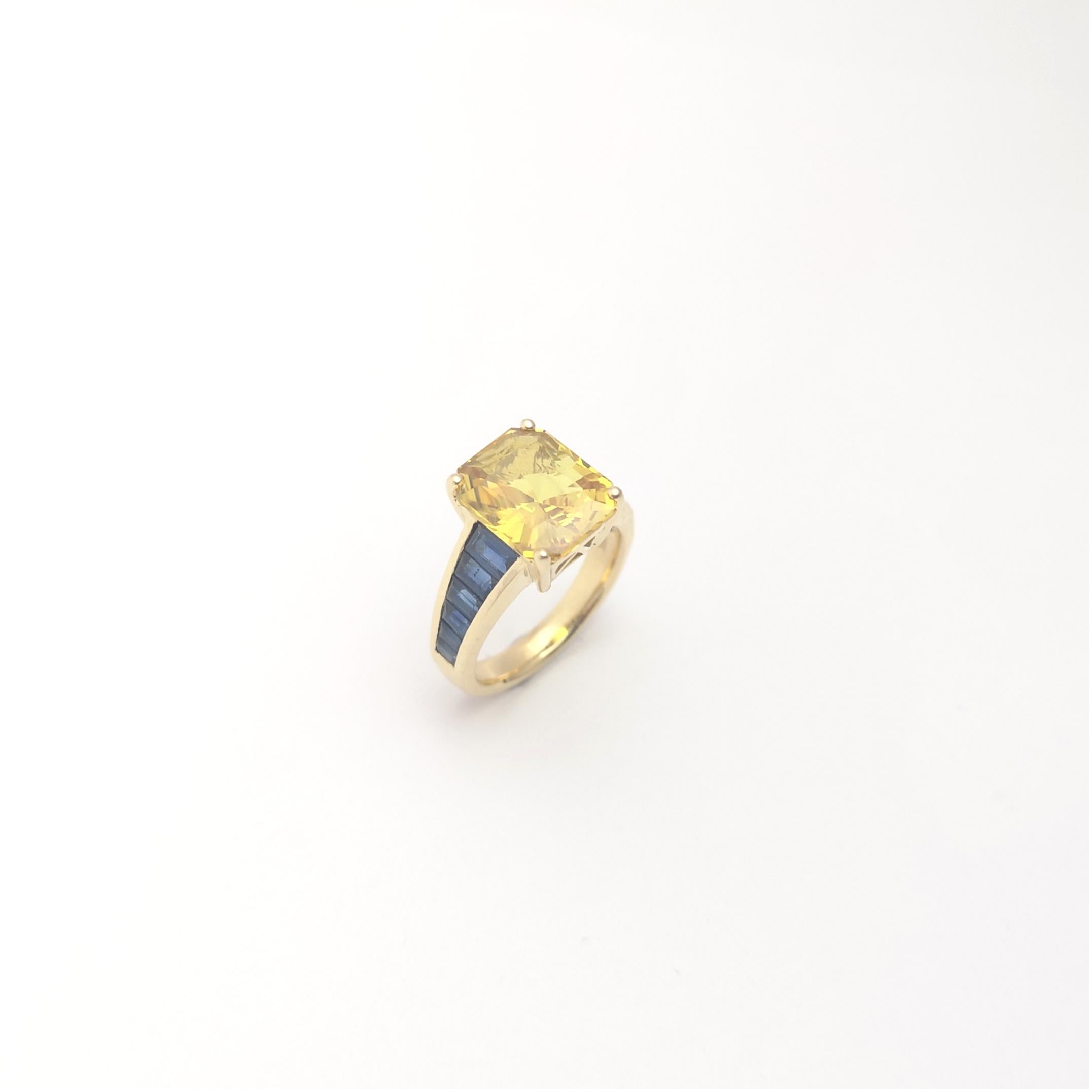 Bague en or 18 carats avec saphir jaune et saphir bleu en vente 3