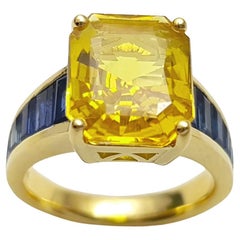 Yellow Sapphire with Blue Sapphire Ring set in 18K Gold Settings