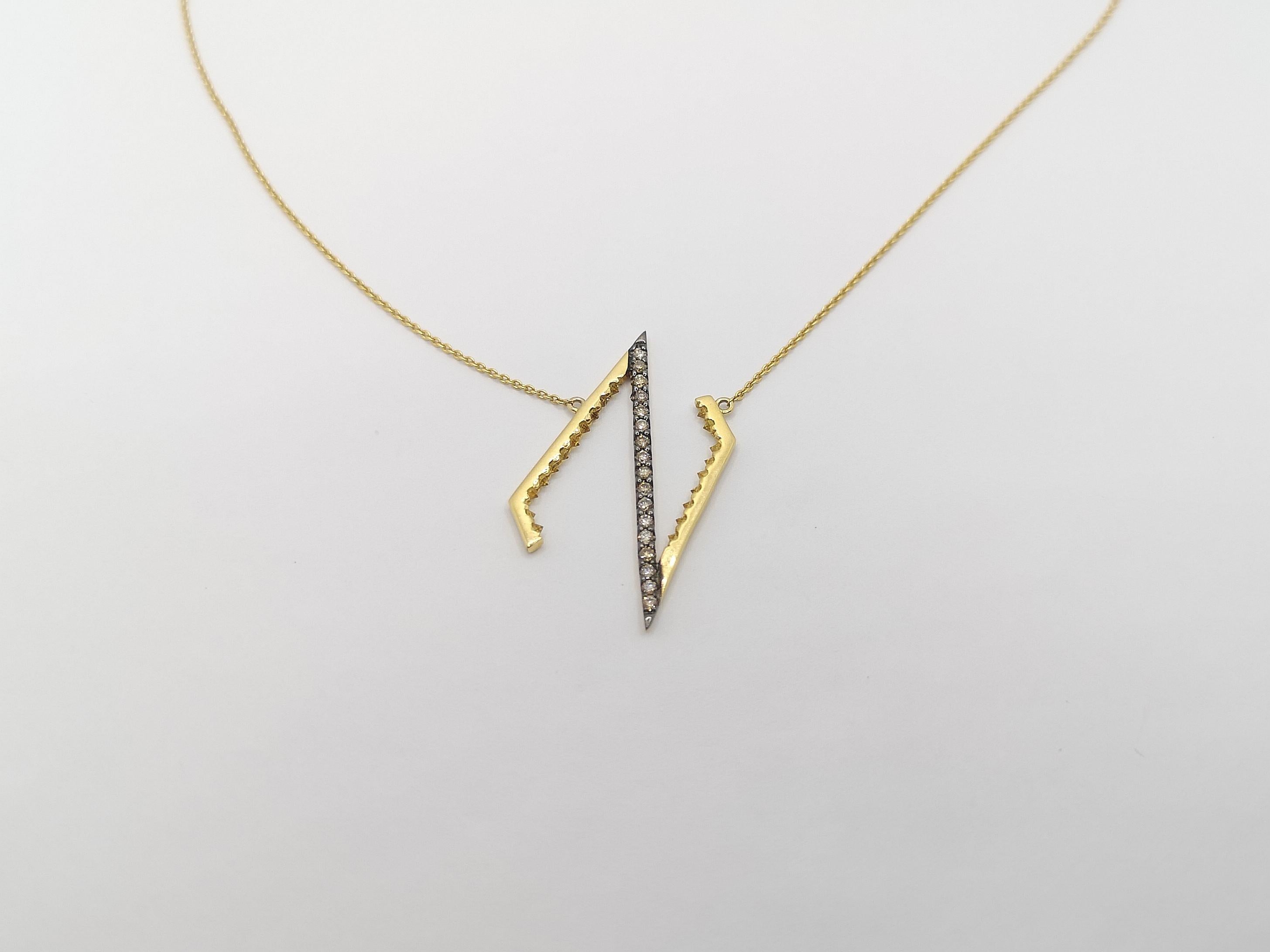 Halskette aus 18 Karat Gold mit gelbem Saphir und braunem Diamant von Kavant & Sharart 2
