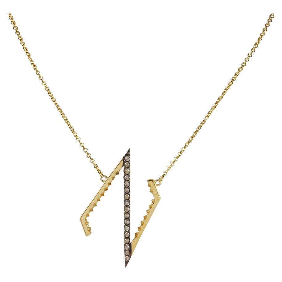 Halskette aus 18 Karat Gold mit gelbem Saphir und braunem Diamant von Kavant & Sharart