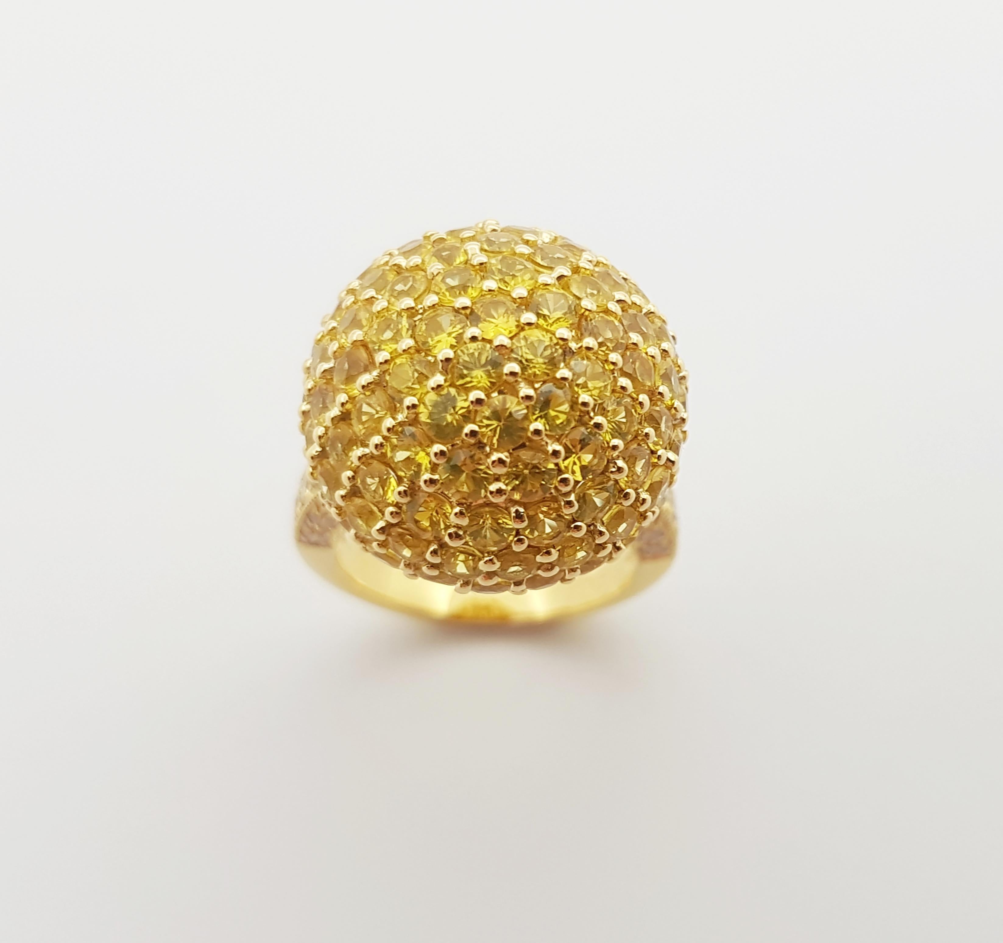 Gelber Saphir mit braunem Diamantring aus 18 Karat Gold gefasst im Angebot 5