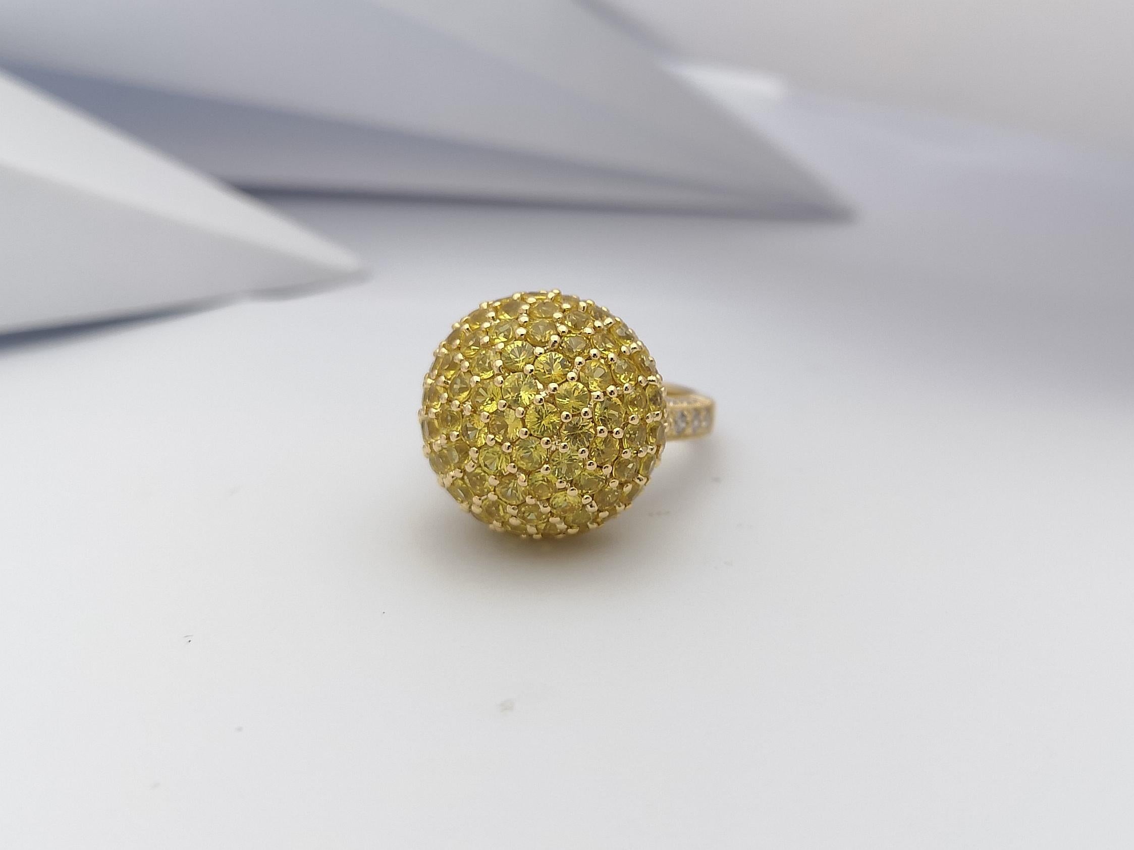 Gelber Saphir mit braunem Diamantring aus 18 Karat Gold gefasst im Angebot 6