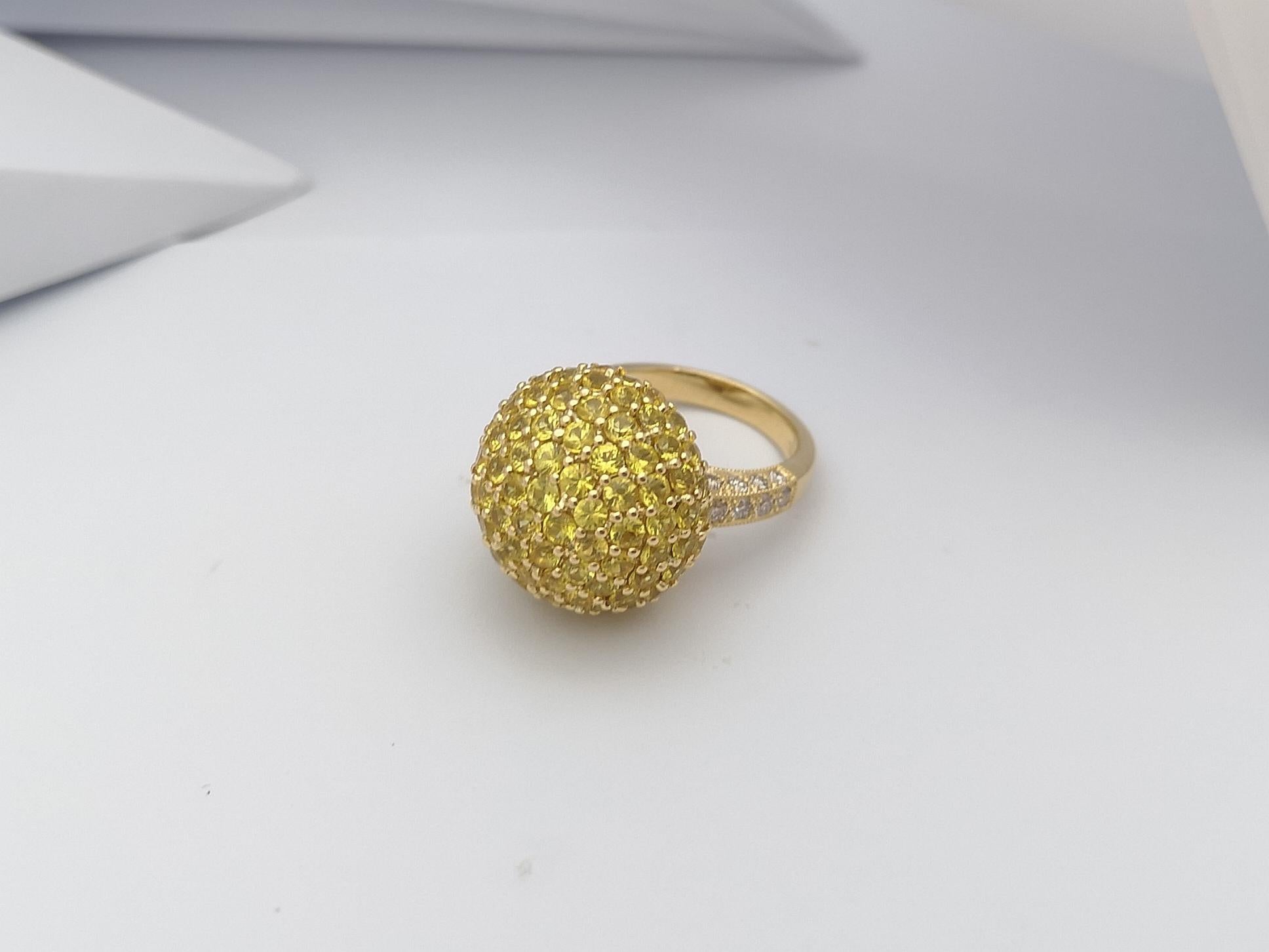 Gelber Saphir mit braunem Diamantring aus 18 Karat Gold gefasst im Angebot 7