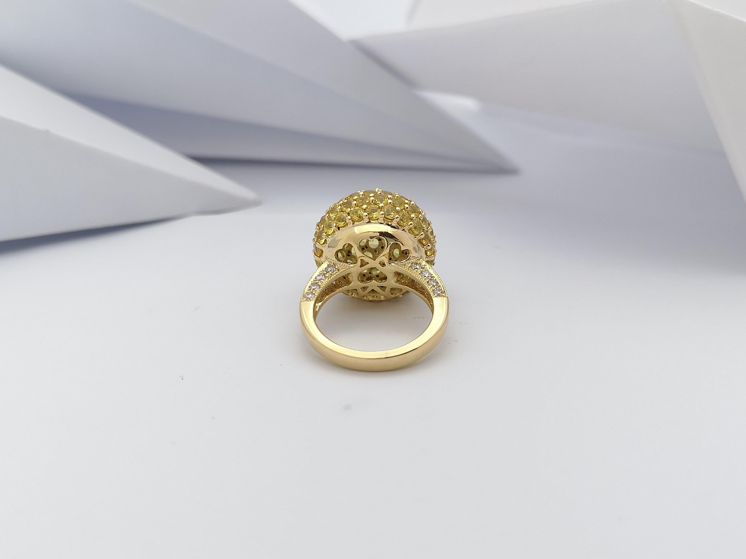 Gelber Saphir mit braunem Diamantring aus 18 Karat Gold gefasst im Angebot 8