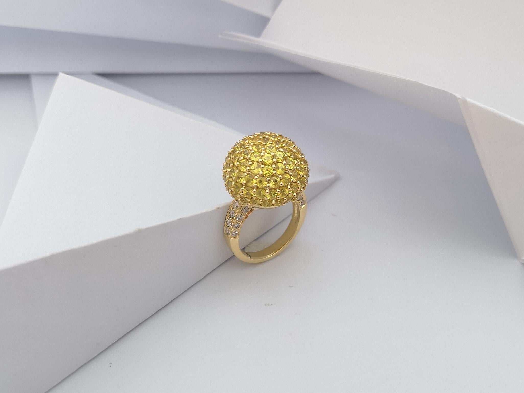 Gelber Saphir mit braunem Diamantring aus 18 Karat Gold gefasst im Angebot 9