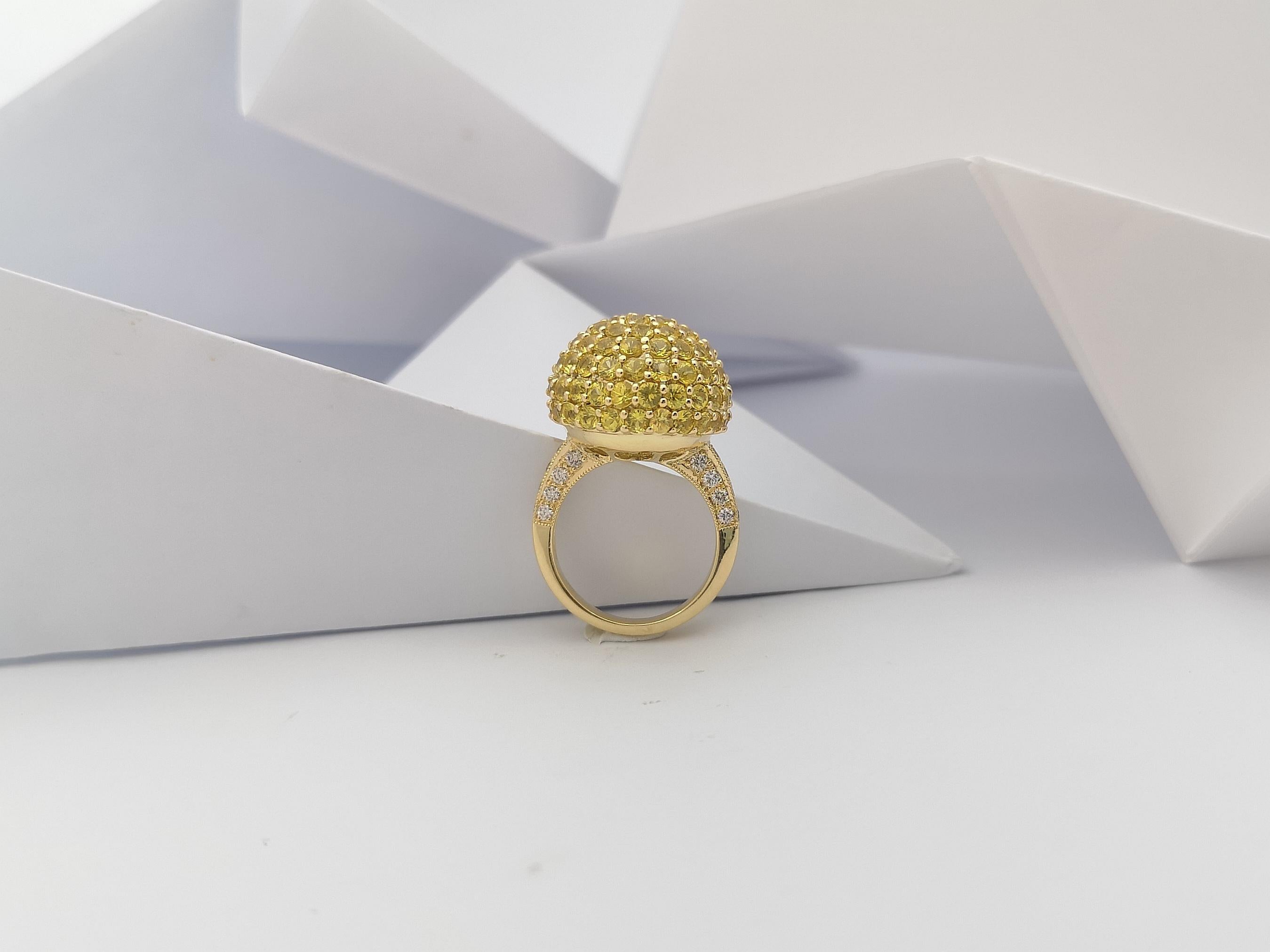 Gelber Saphir mit braunem Diamantring aus 18 Karat Gold gefasst im Angebot 10