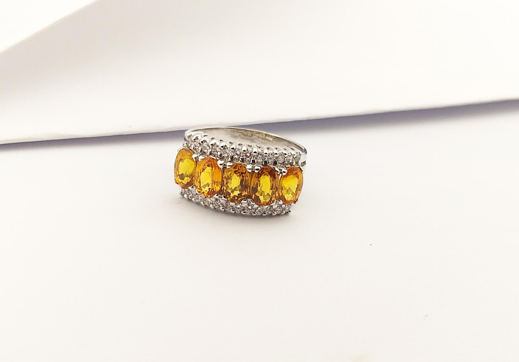 Yellow Sapphire with Cubic Zirconia Ring set in Silver Settings For Sale 6