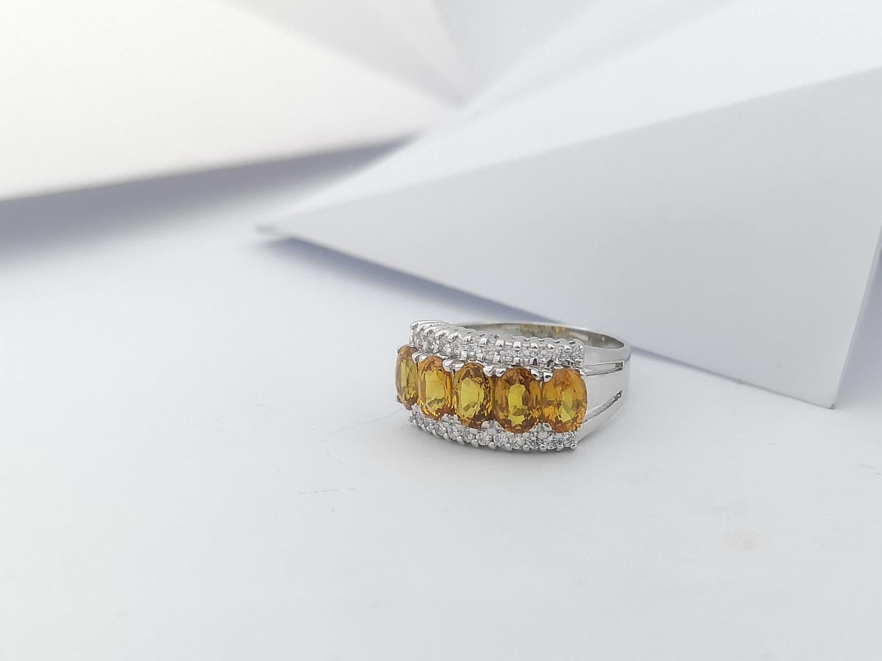 Yellow Sapphire with Cubic Zirconia Ring set in Silver Settings For Sale 9