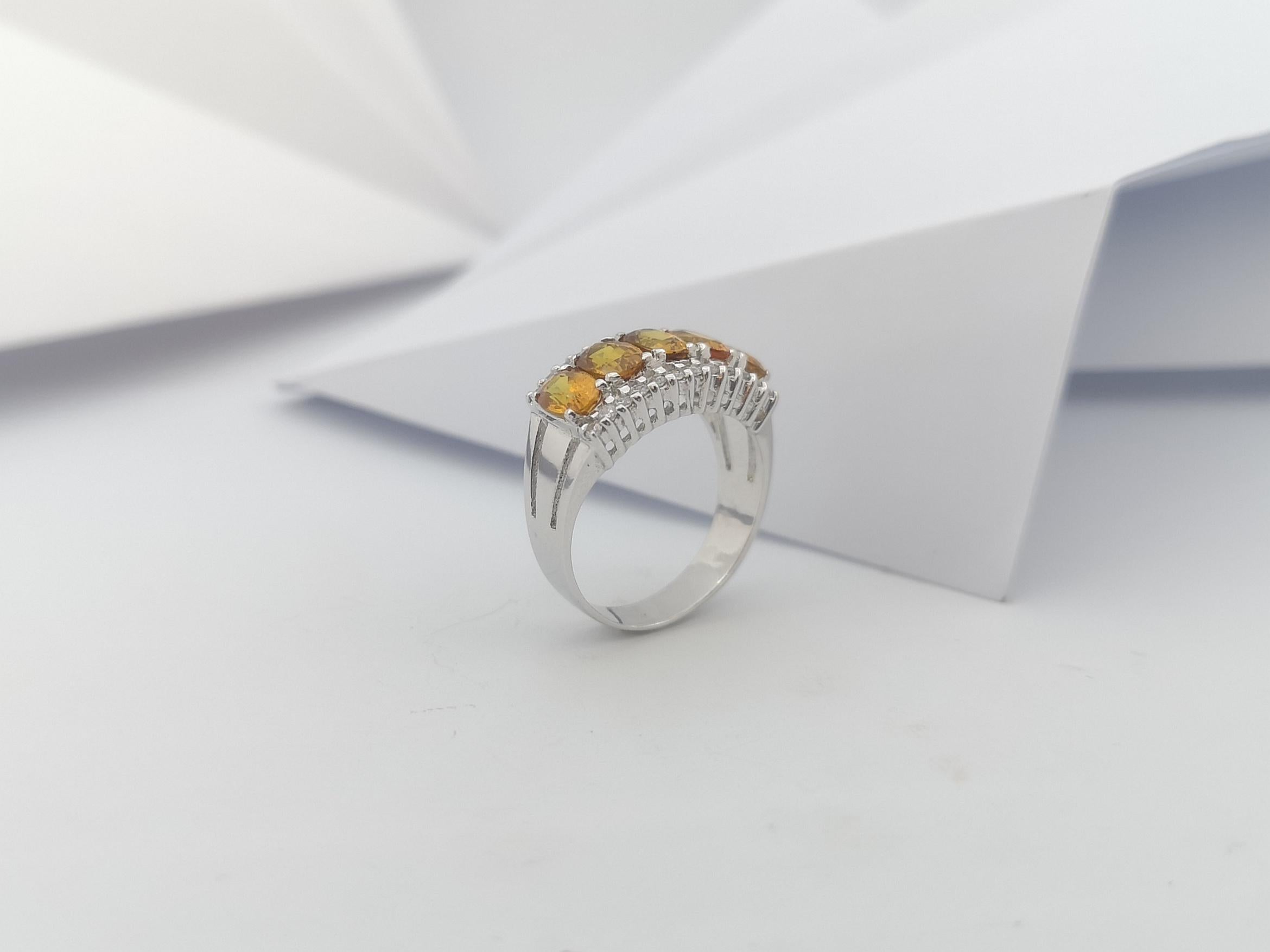 Yellow Sapphire with Cubic Zirconia Ring set in Silver Settings For Sale 13