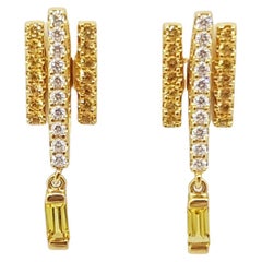 Yellow Sapphire with Diamond Earrings Set in 18 Karat Gold by Kavant & Sharart
