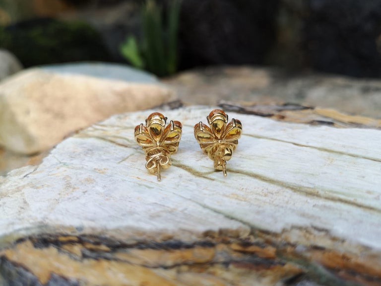 Yellow Sapphire with Diamond Earrings Set in 18 Karat Gold Settings For ...