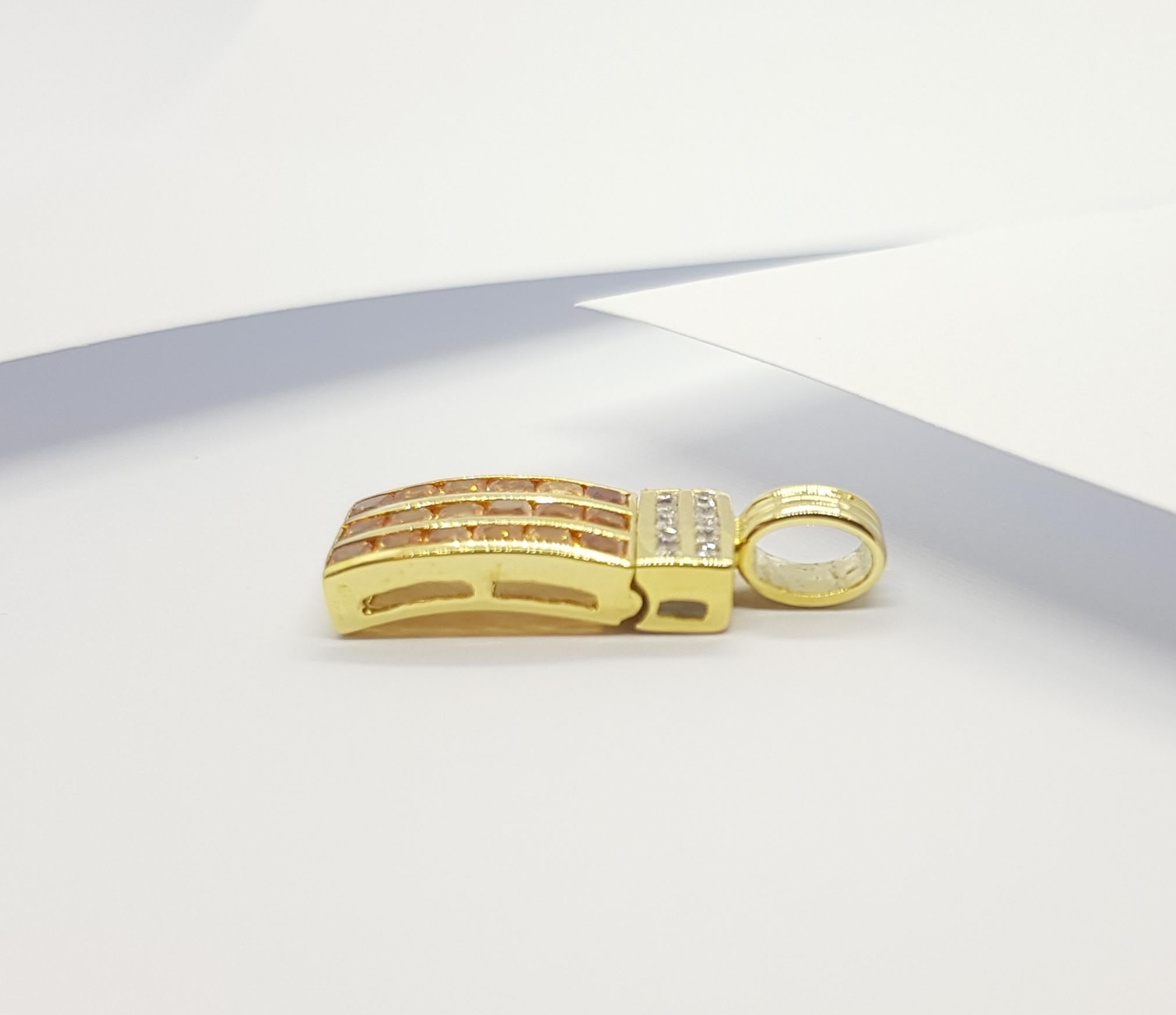 Women's Yellow Sapphire with Diamond Pendant Set in 18 Karat Gold Settings For Sale