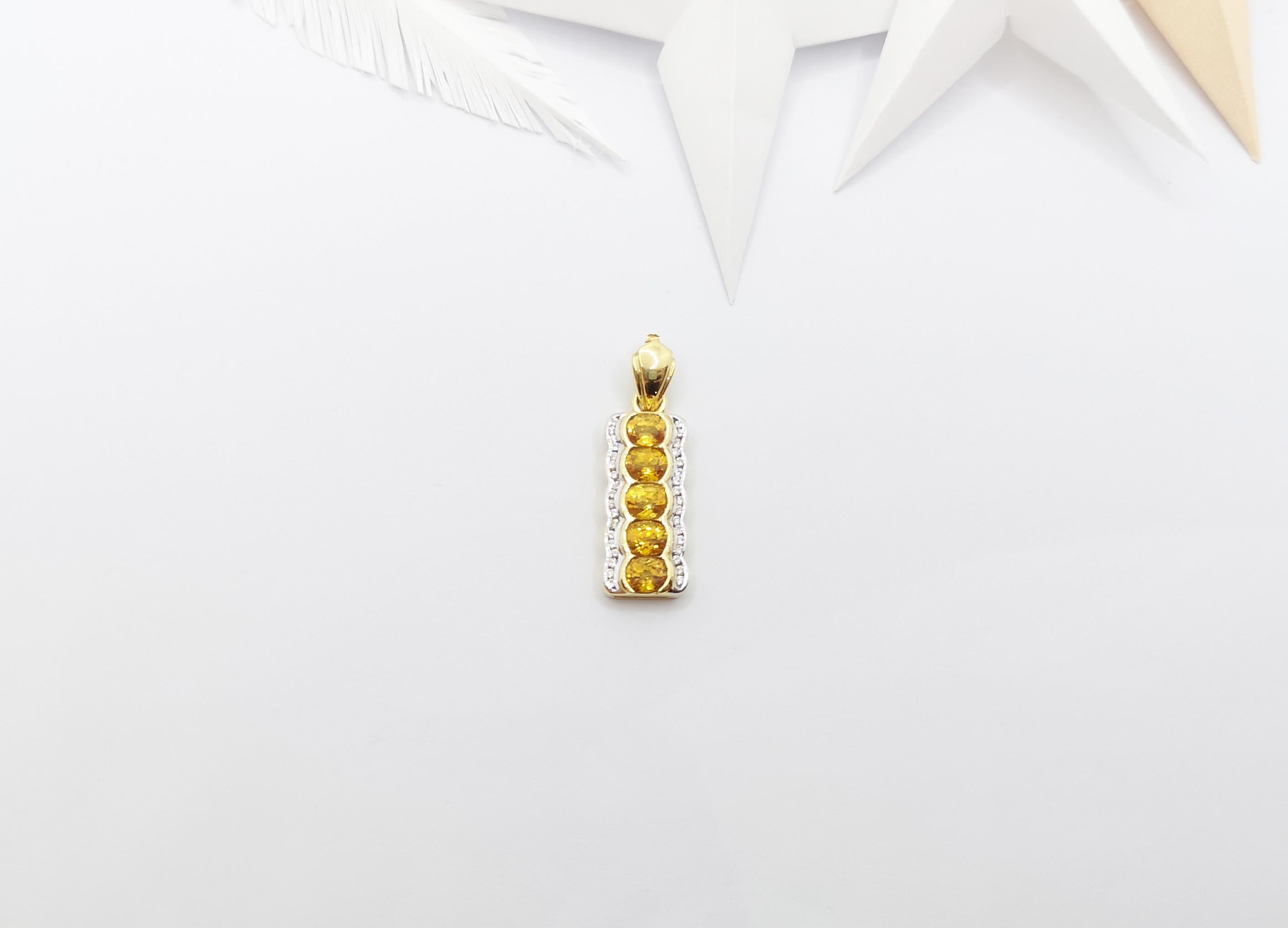 Women's Yellow Sapphire with Diamond Pendant Set in 18 Karat Gold Settings For Sale