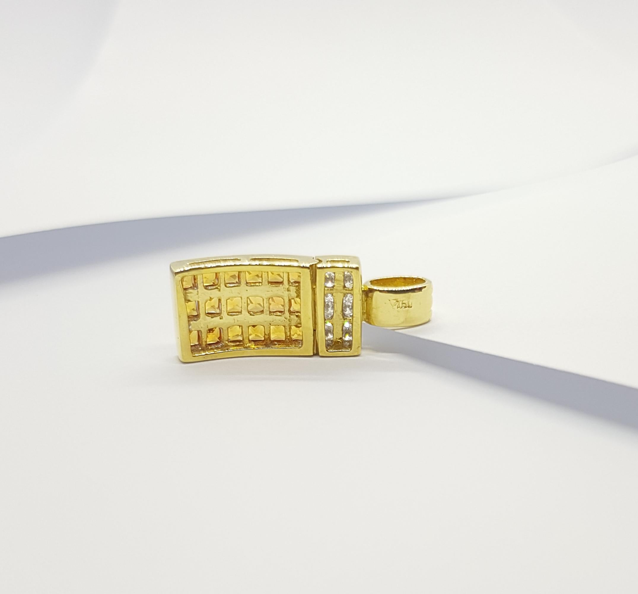 Saphir jaune et diamants  Pendentif en or 18 carats Pour femmes en vente