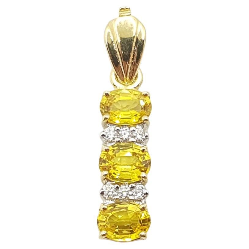 Yellow Sapphire with Diamond Pendant Set in 18 Karat Gold Settings For Sale