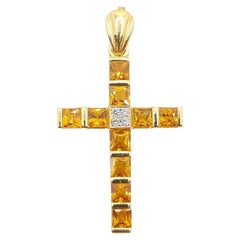 Yellow Sapphire with Diamond Pendant Set in 18 Karat Gold Settings Yellow Sapphire with Diamond Pendant Set in 18 Karat Gold Settings