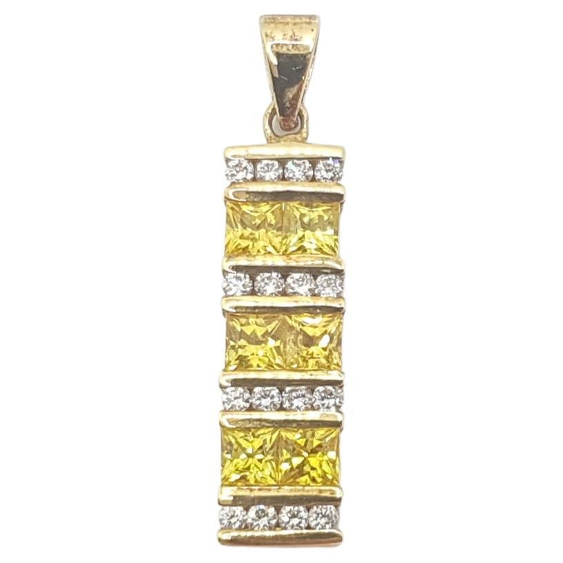 Yellow Sapphire with Diamond Pendant Set in 18 Karat Gold Settings For Sale