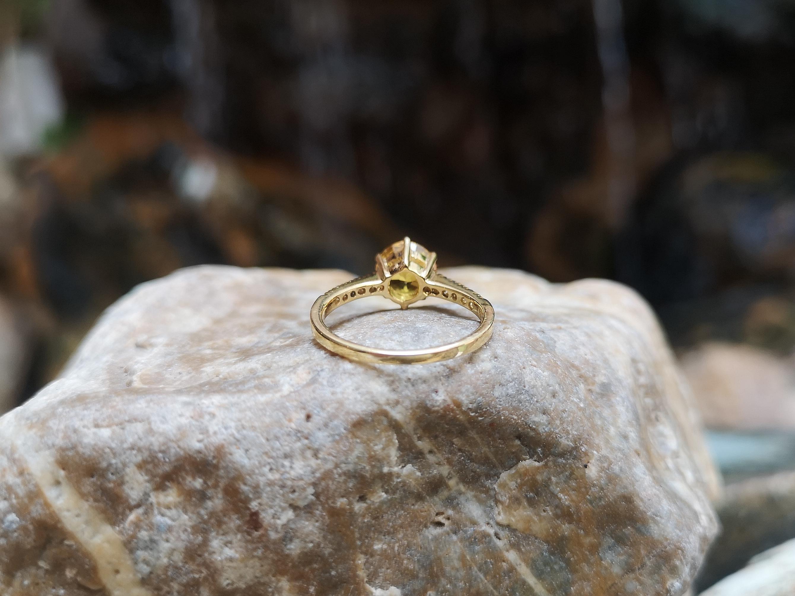 Yellow Sapphire with Diamond Ring Set in 18 Karat Gold Settings 6