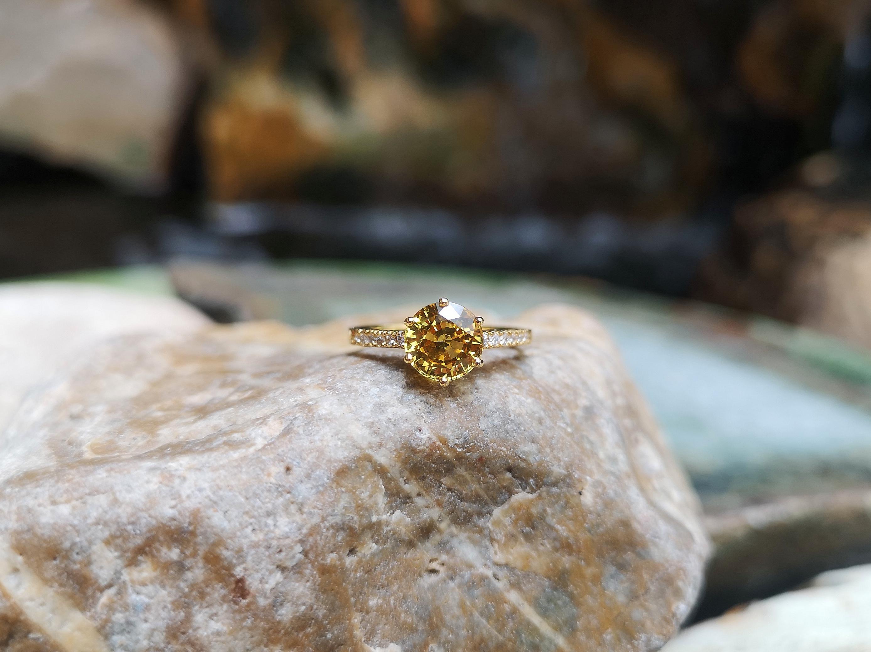 Yellow Sapphire with Diamond Ring Set in 18 Karat Gold Settings 2