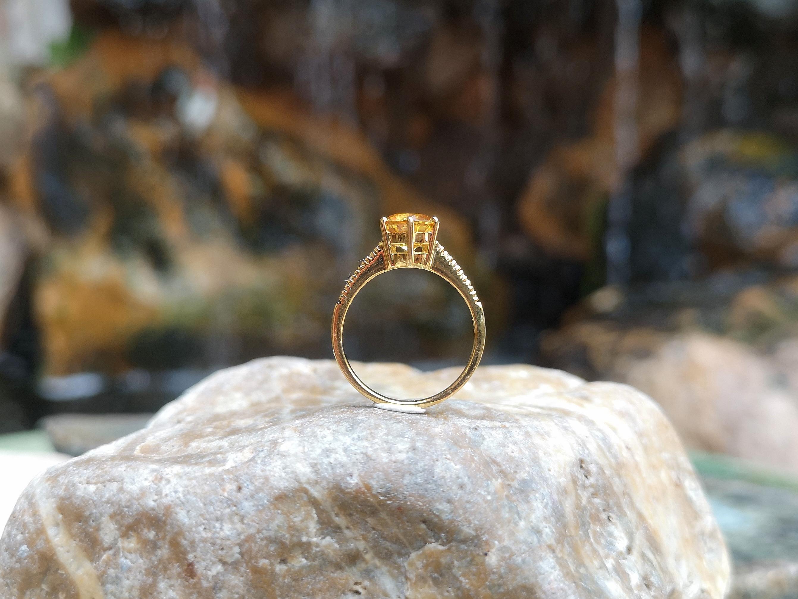 Yellow Sapphire with Diamond Ring Set in 18 Karat Gold Settings 4