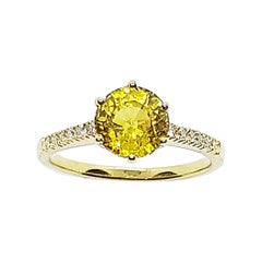 Yellow Sapphire with Diamond Ring Set in 18 Karat Gold Settings