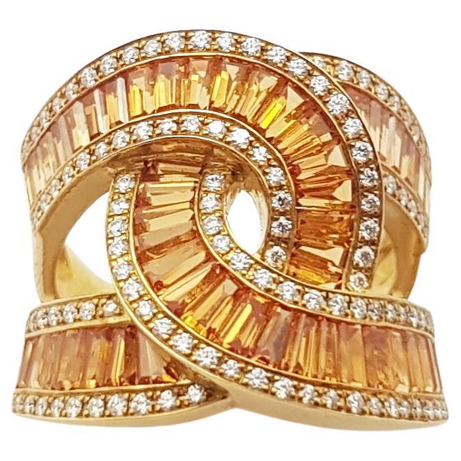 Yellow Sapphire with Diamond Ring set in 18 Karat Gold Settings For Sale