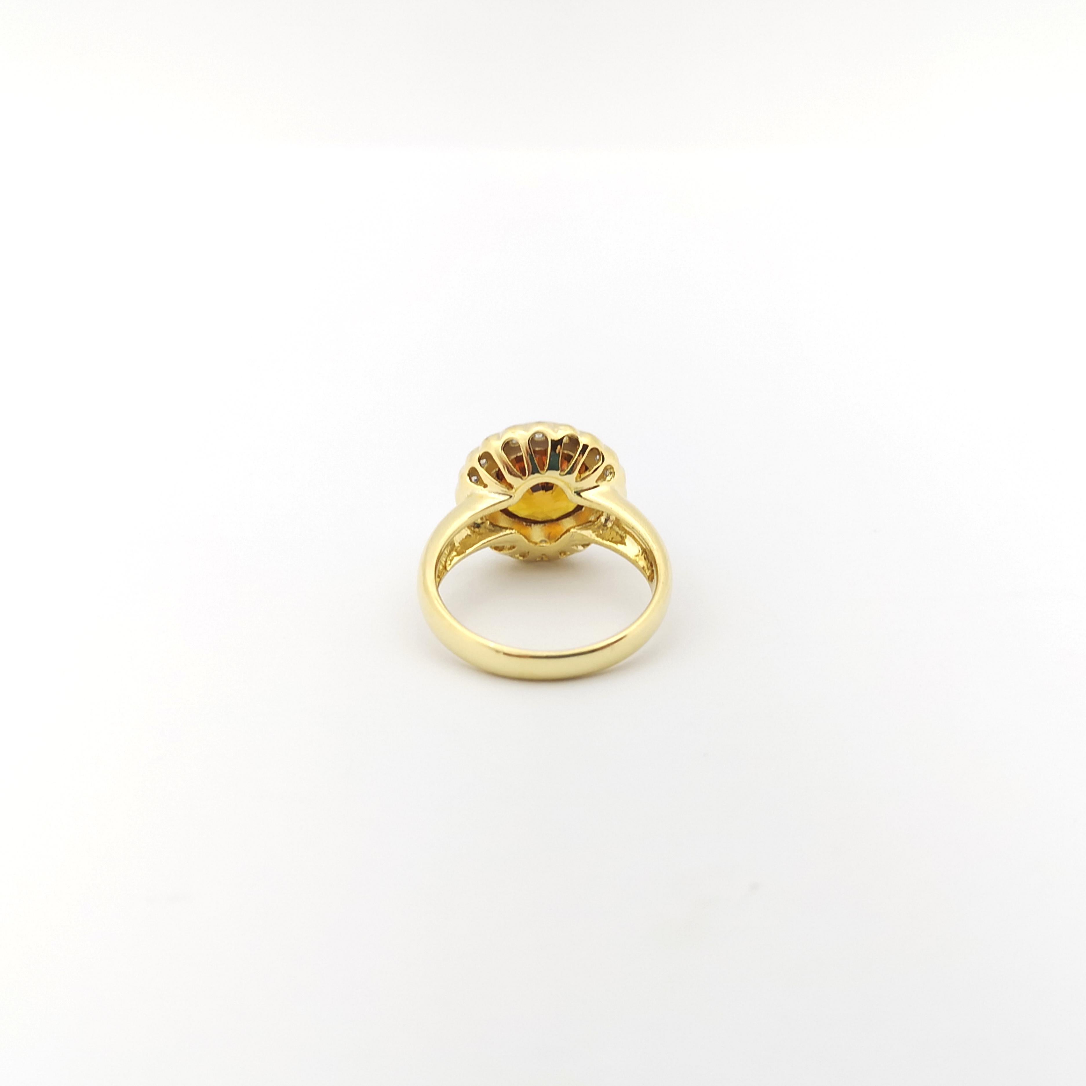 Yellow Sapphire with Diamond Ring set in 18K Gold Setting For Sale 4