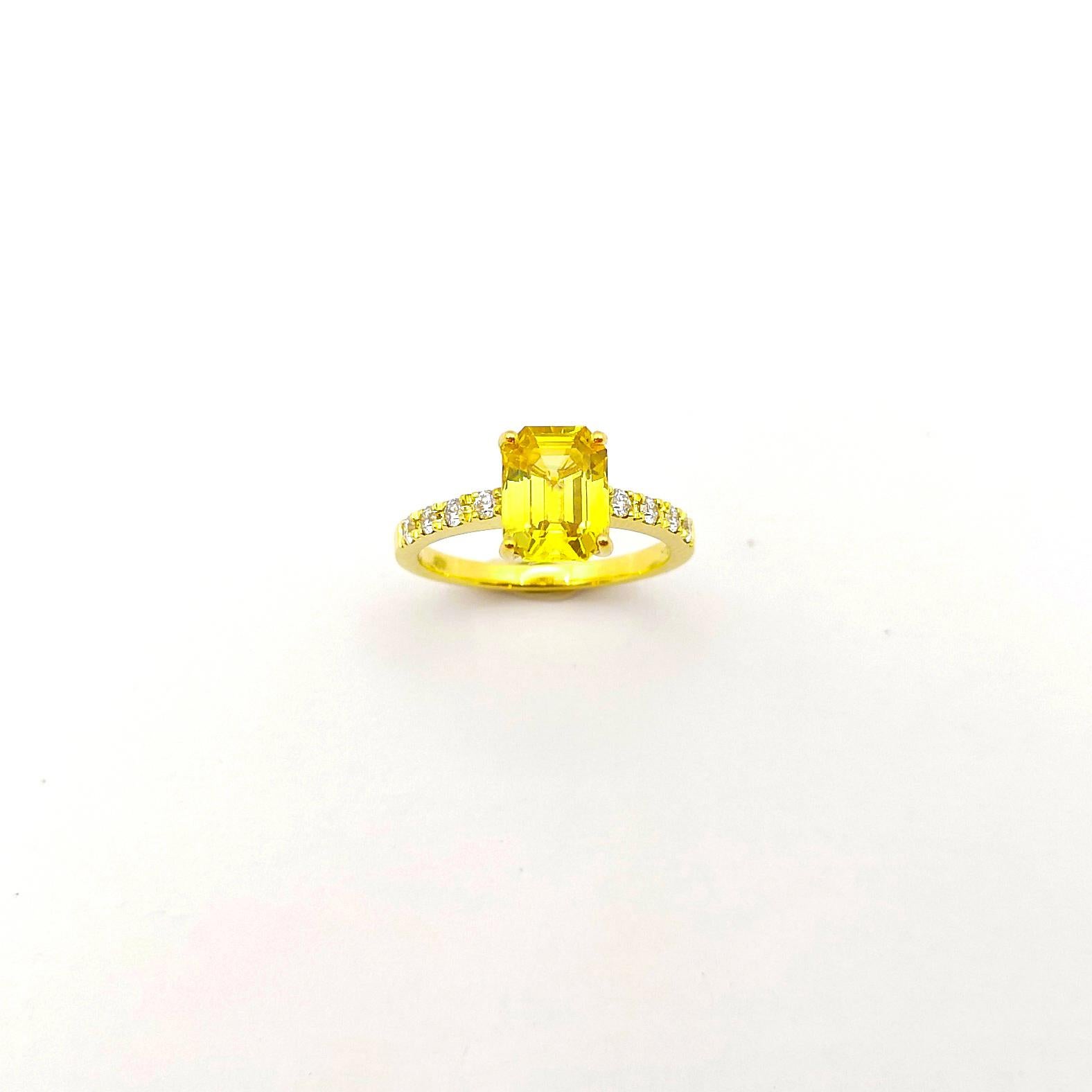 Yellow Sapphire with Diamond Ring set in 18K Gold Setting For Sale 5