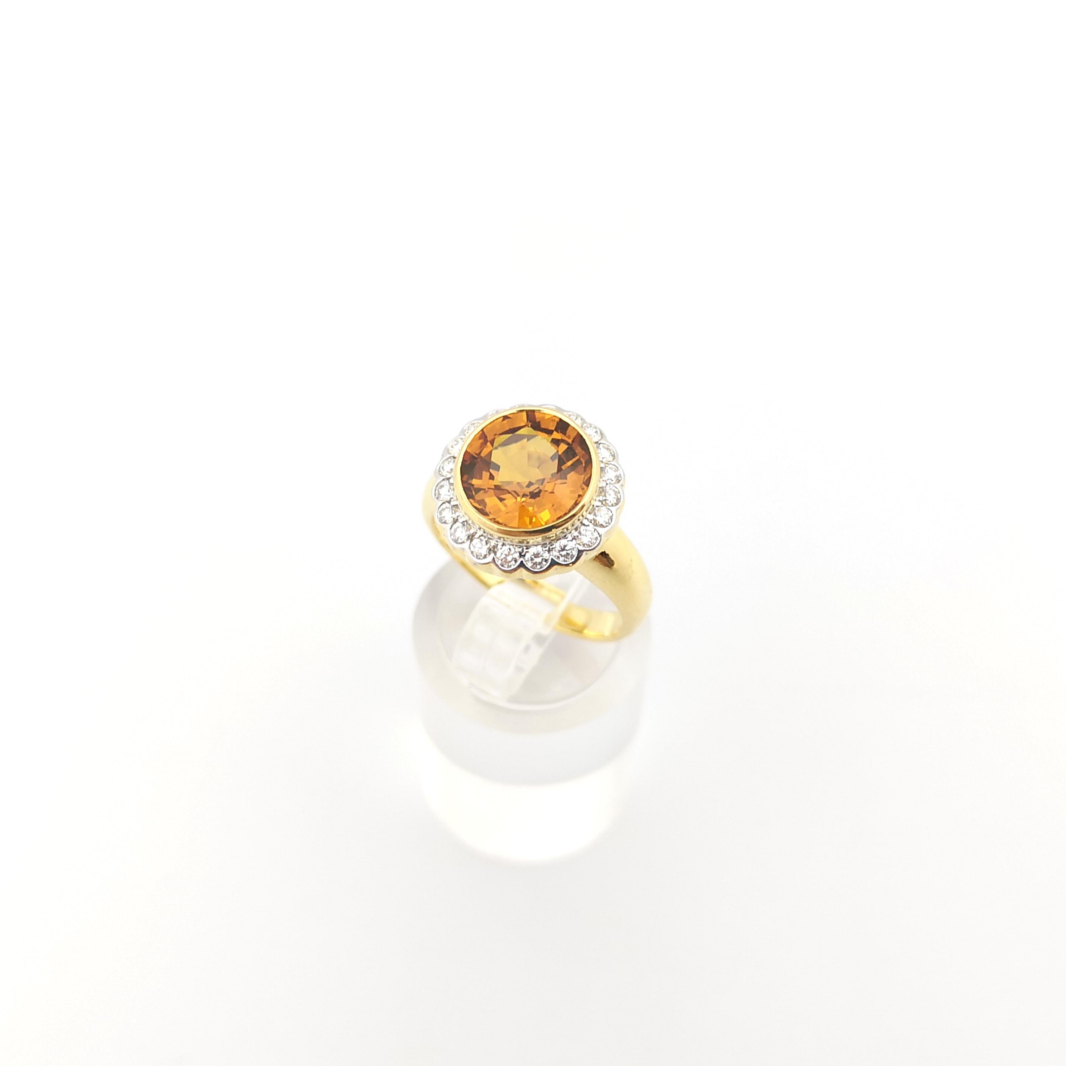 Yellow Sapphire with Diamond Ring set in 18K Gold Setting For Sale 6